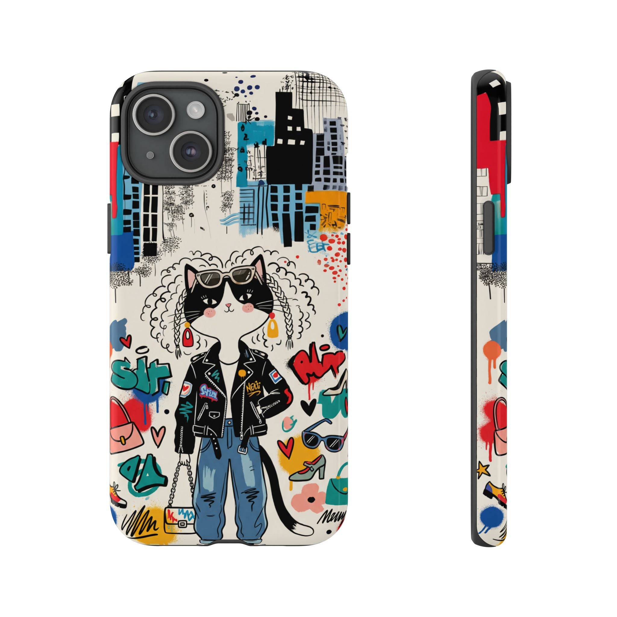 Punk City Cat Graffiti Design iPhone Case