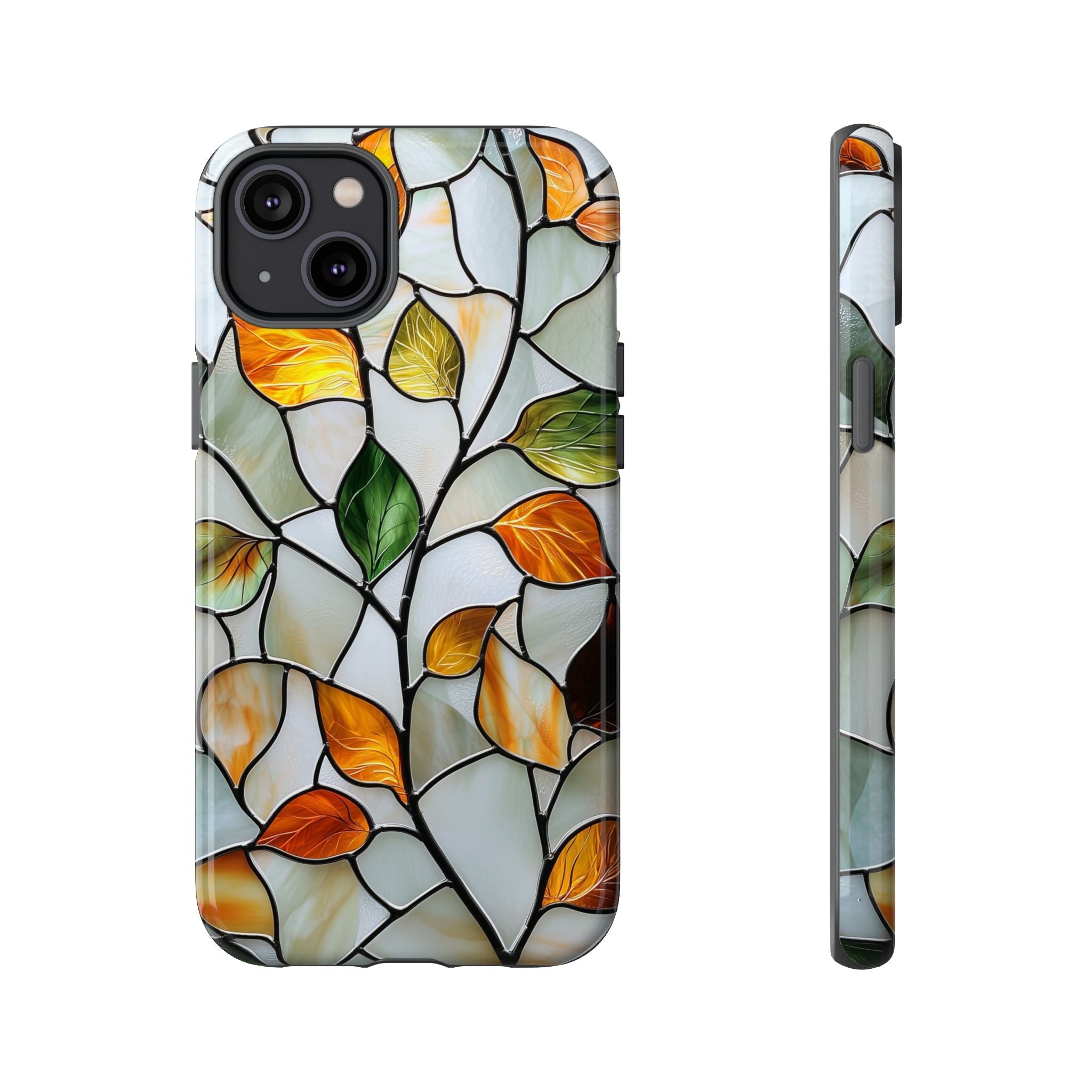 Stained Glass Autumn Leaves Mosaic iPhone Case