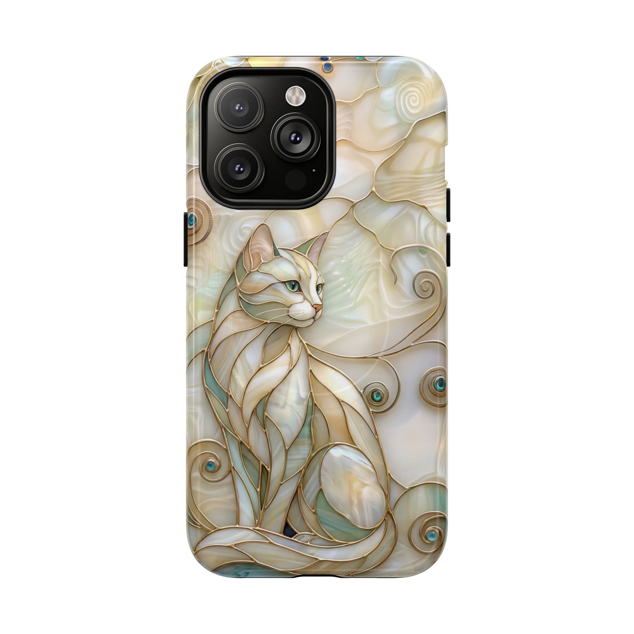 Art Nouveau Cat Phone Case | Elegant Stained-Glass Style Tough MagSafe Case