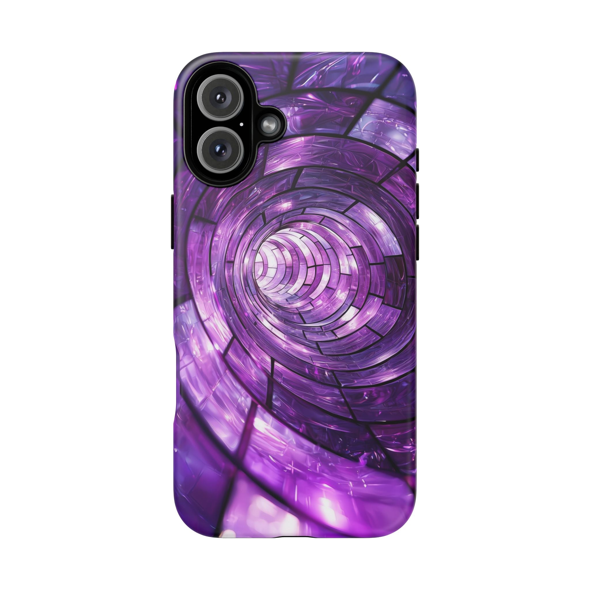 Purple Vortex Tough iPhone Case — Abstract Spiral Protective Cover