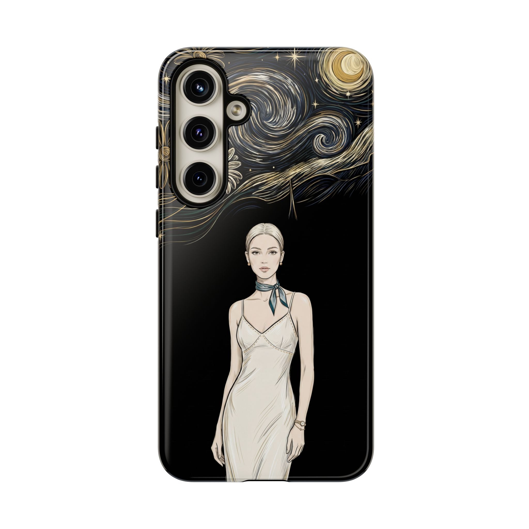Starry Night Fashion Samsung Galaxy Phone Case | Elegant Woman Illustration