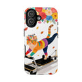 Cat Pilates iPhone Case | Floral Rainbow Cat on Reformer
