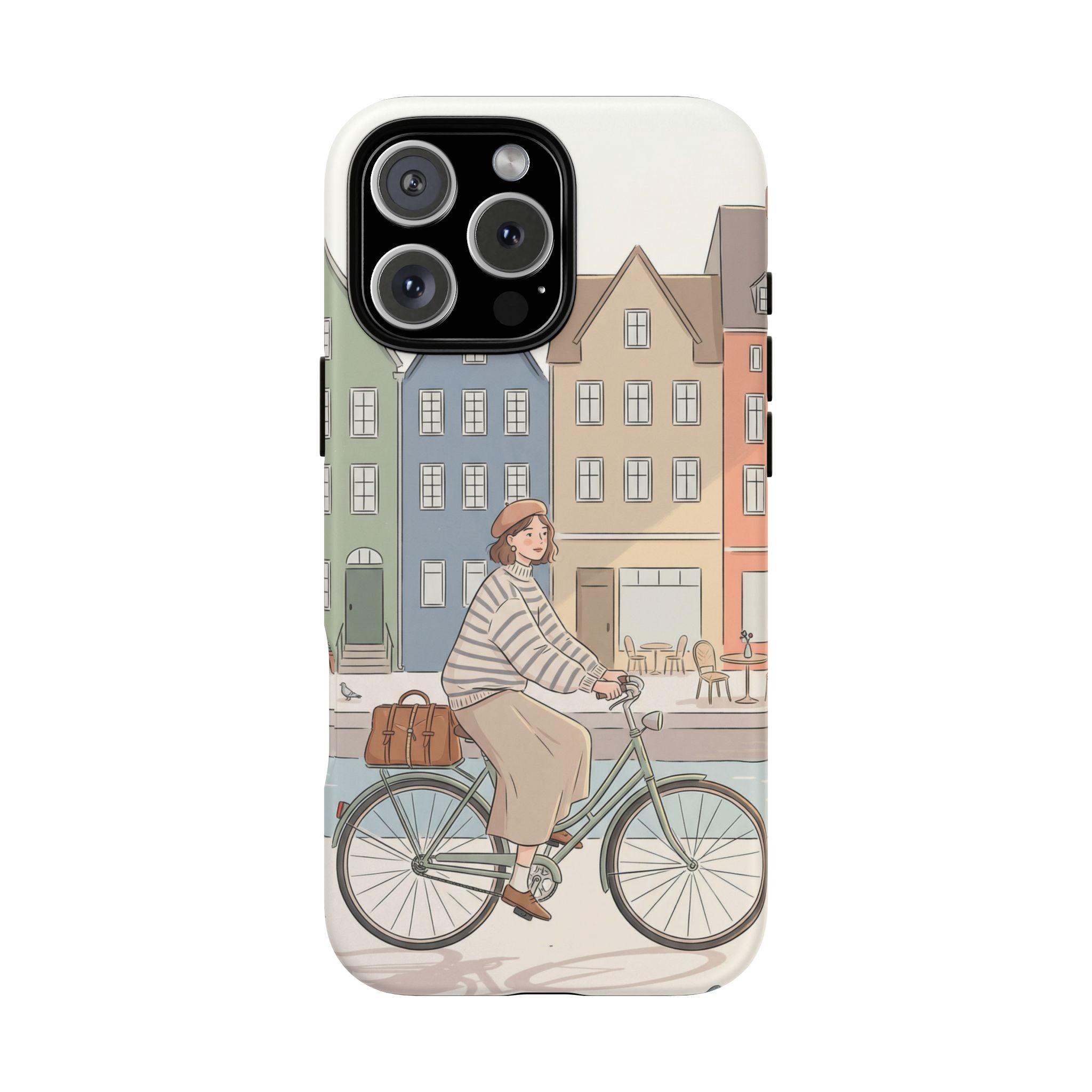 City Bike iPhone Case | Cozy European Street Illustration Tough Cases