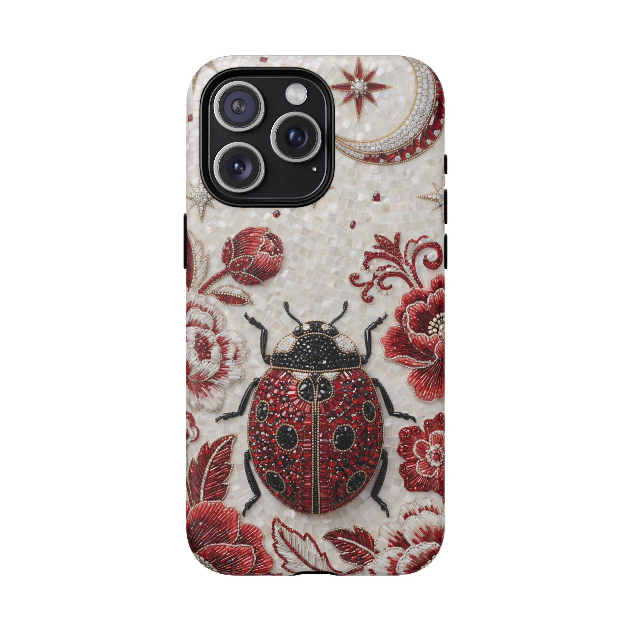 Ladybug Floral MagSafe iPhone Case | Vintage Red Beetle Protective Tough Case