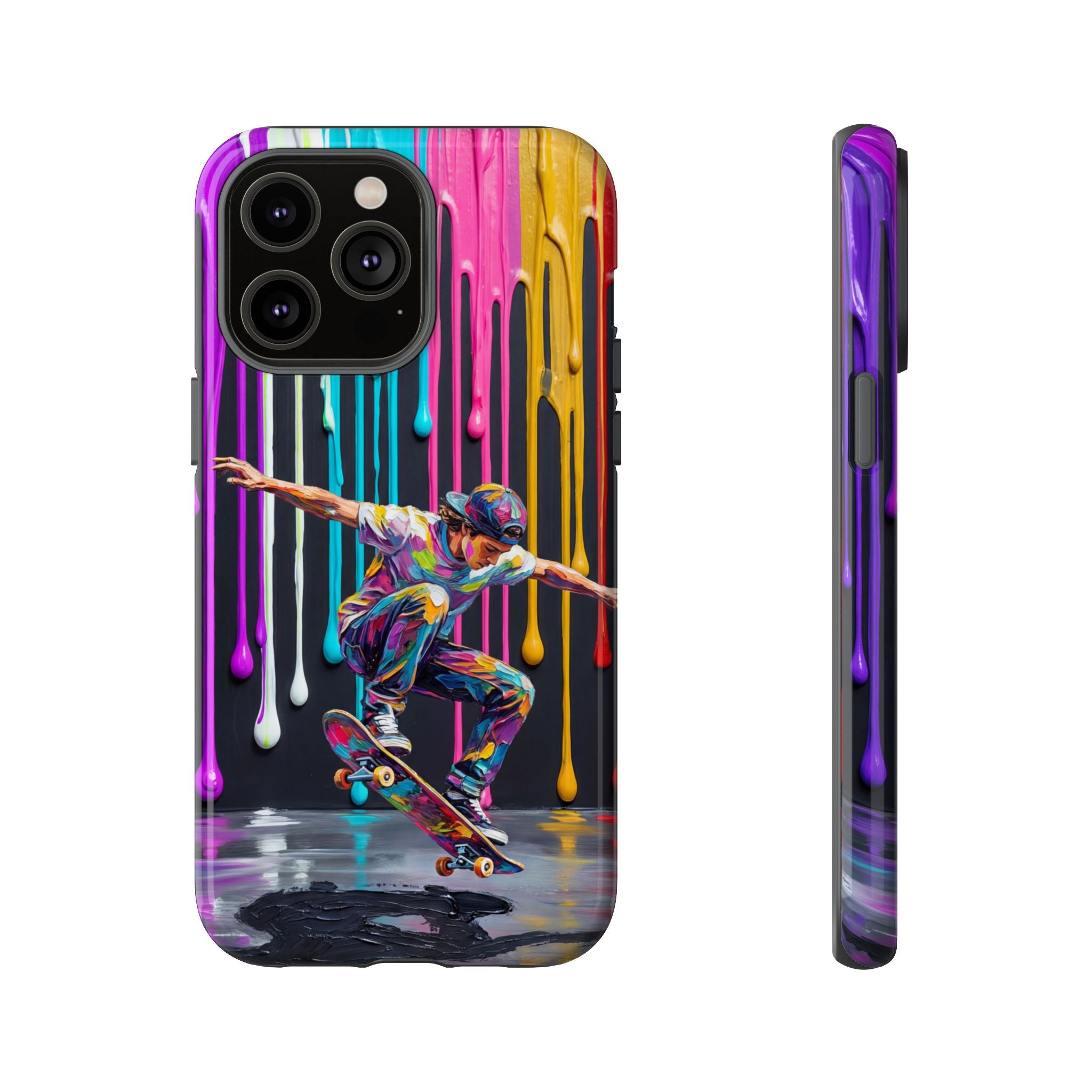 Colourful Drip Art Skateboarder Splash iPhone Case