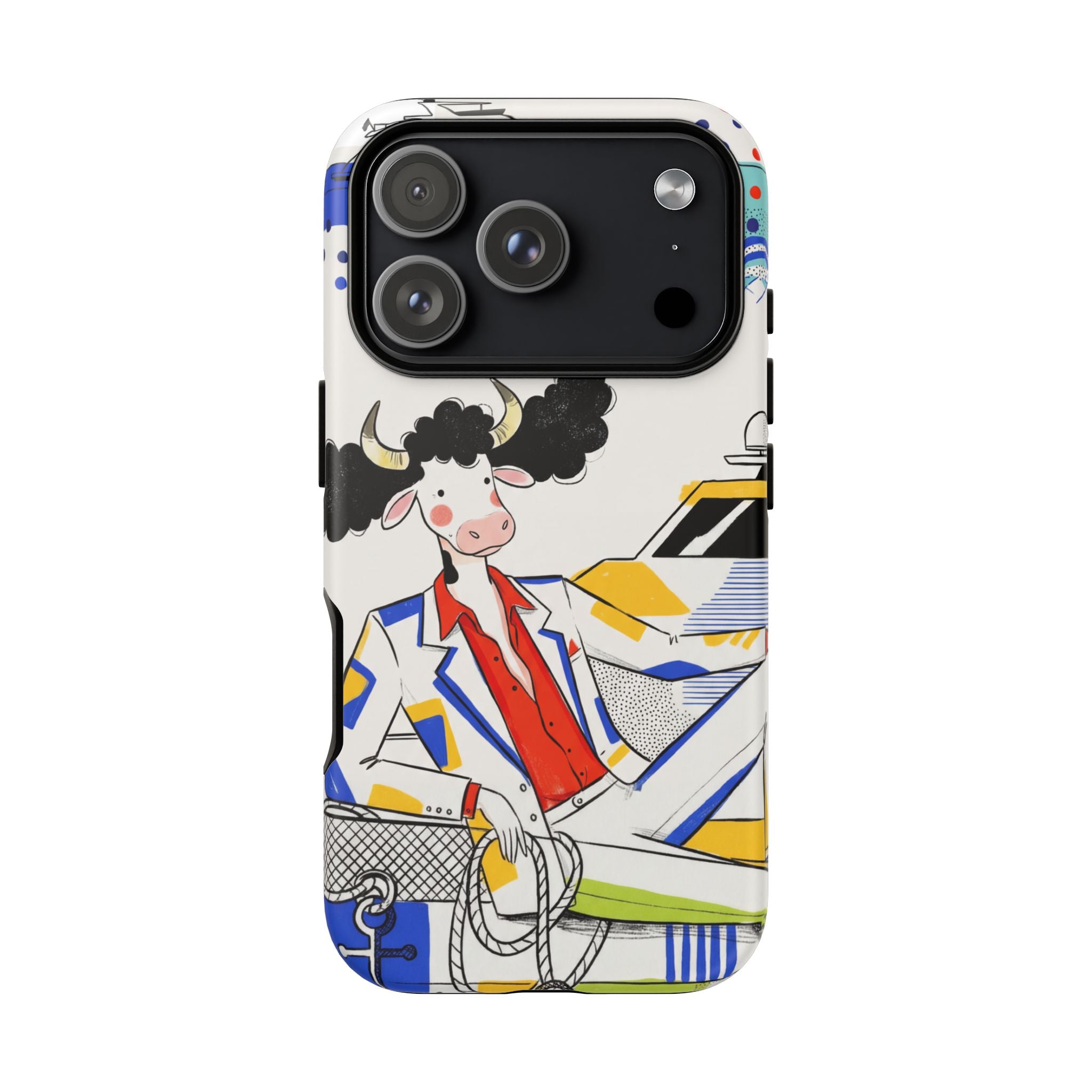 Nautical Cow Graphic Protective iPhone Case