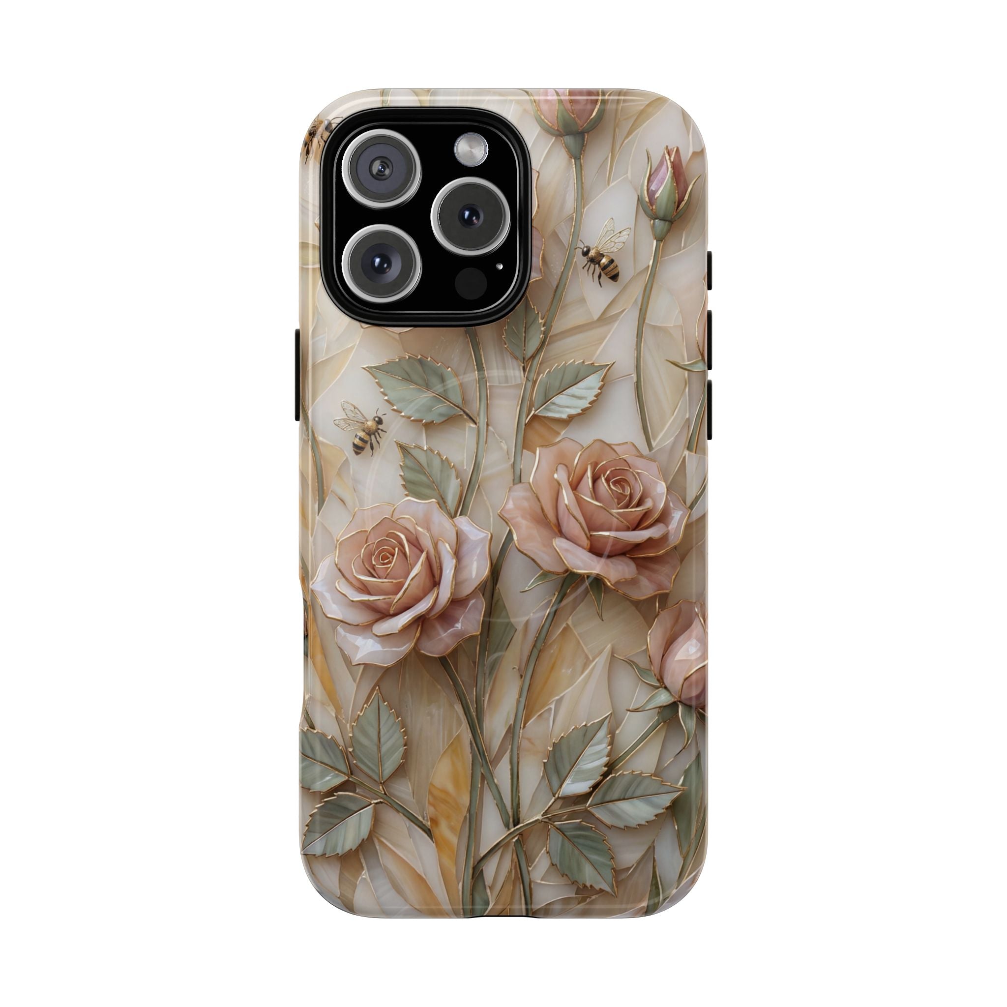 Floral Rose Tough MagSafe iPhone Case — Vintage Blush Protective Cover