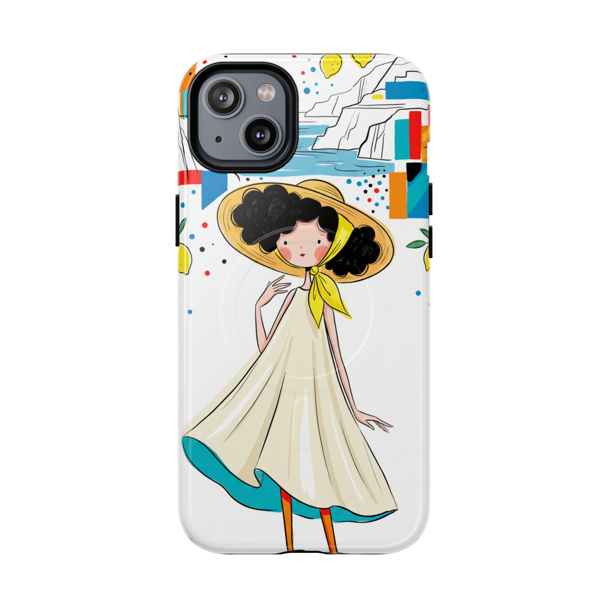 Cute Summer Girl MagSafe iPhone Case | Whimsical Coastal Illustration Protective Case