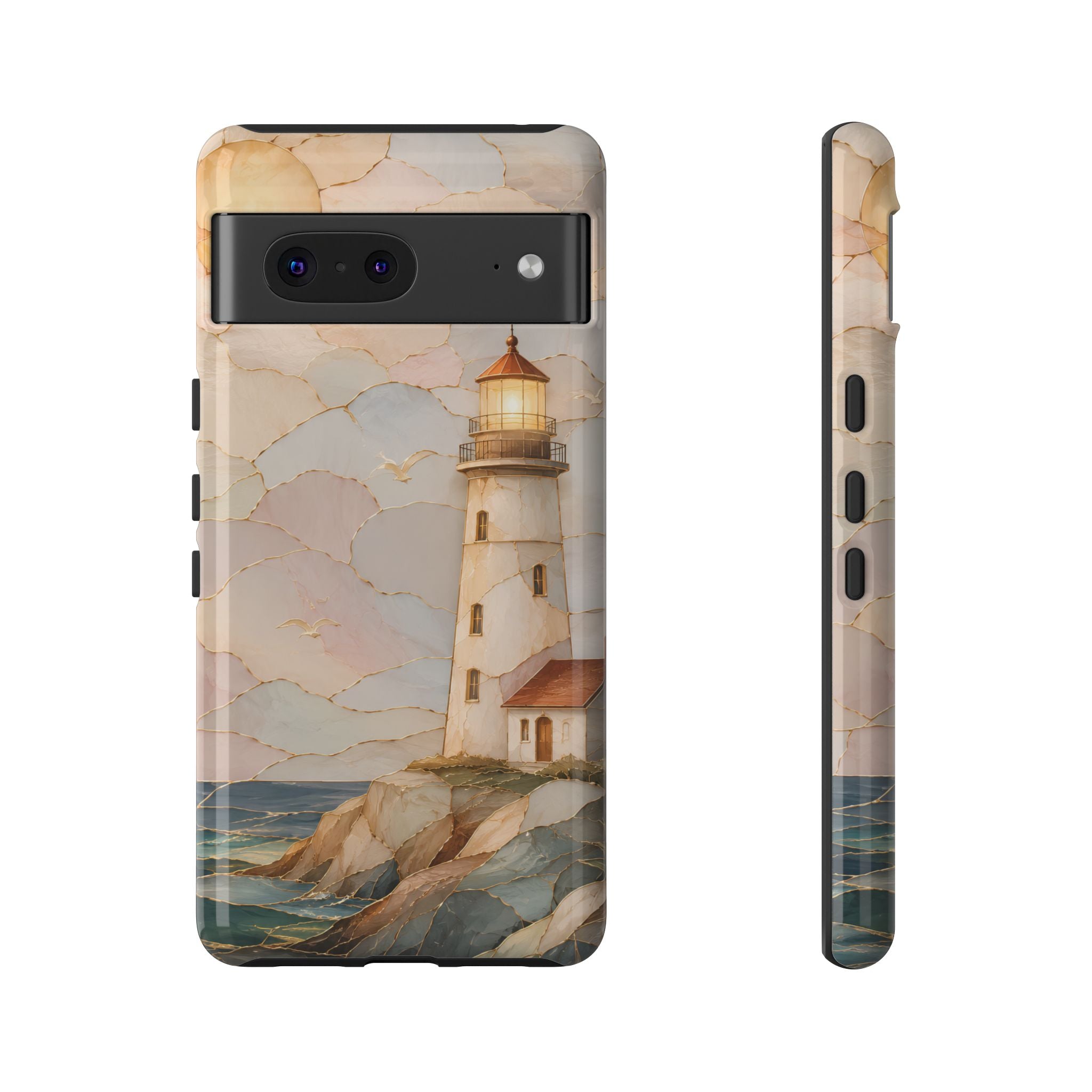 Lighthouse Google Pixel Phone Case | Coastal Stained Glass Phone Case