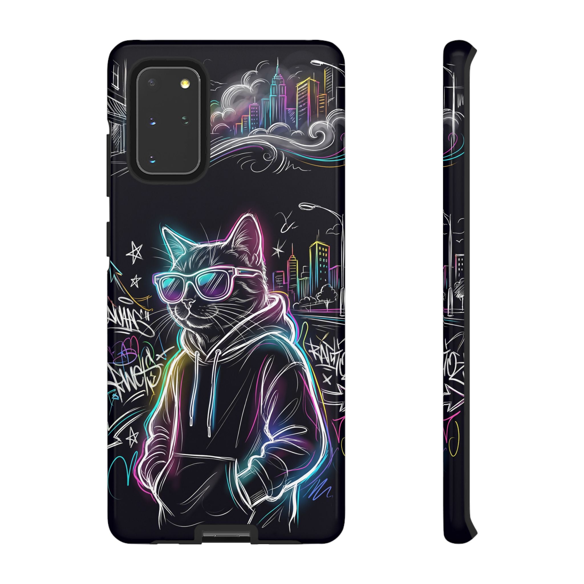 Cool Hoodie Neon Street Cat Samsung Galaxy Phone Case