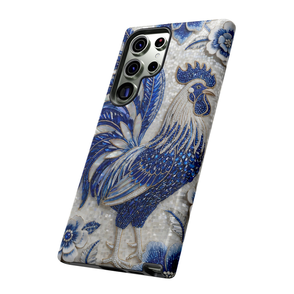 Asian Zodiac Rooster Samsung Galaxy Phone Case | Blue & White Porcelain Slim Shockproof Case | Year of the Rooster Gift