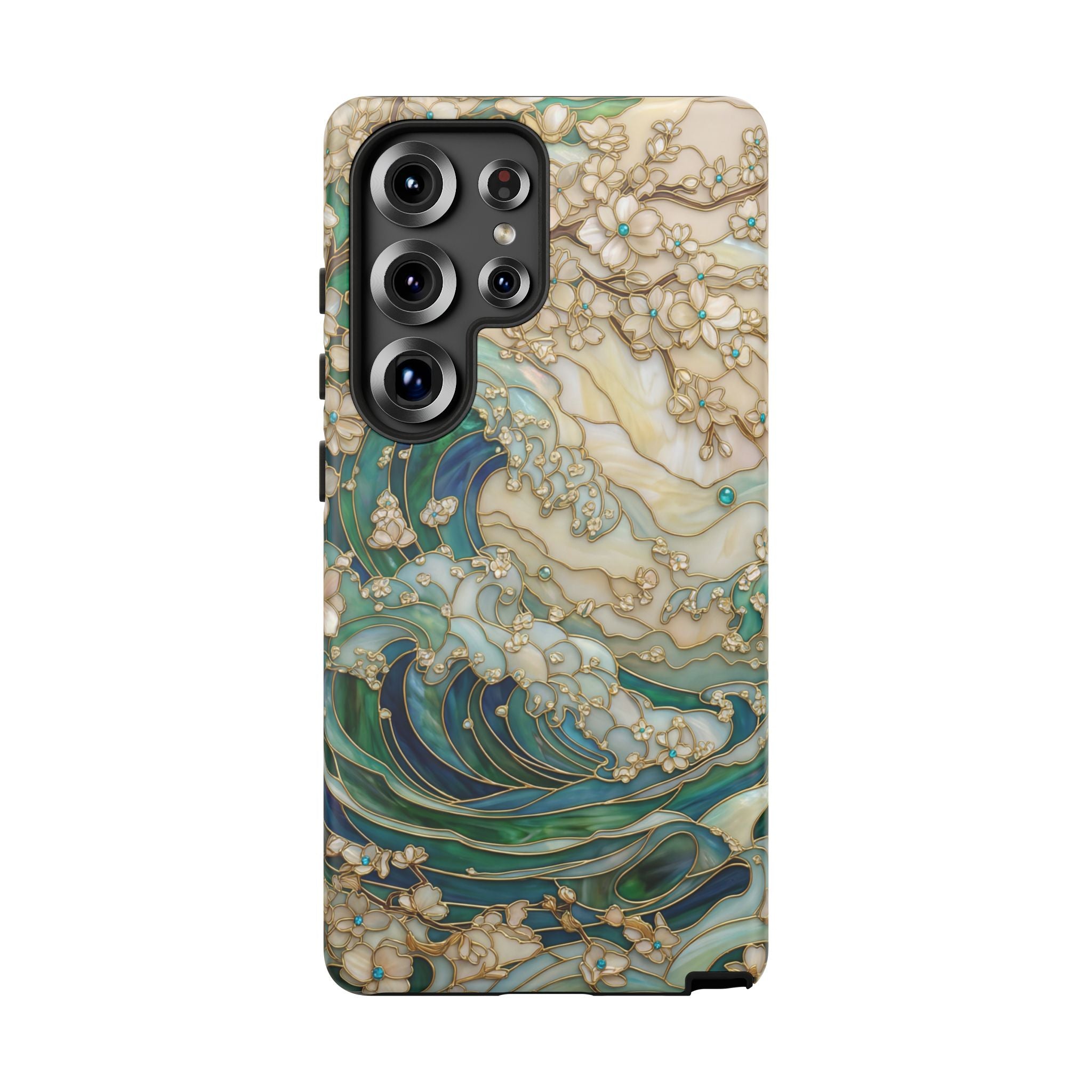 Elegant Ocean Wave Floral Art Samsung Galaxy Case