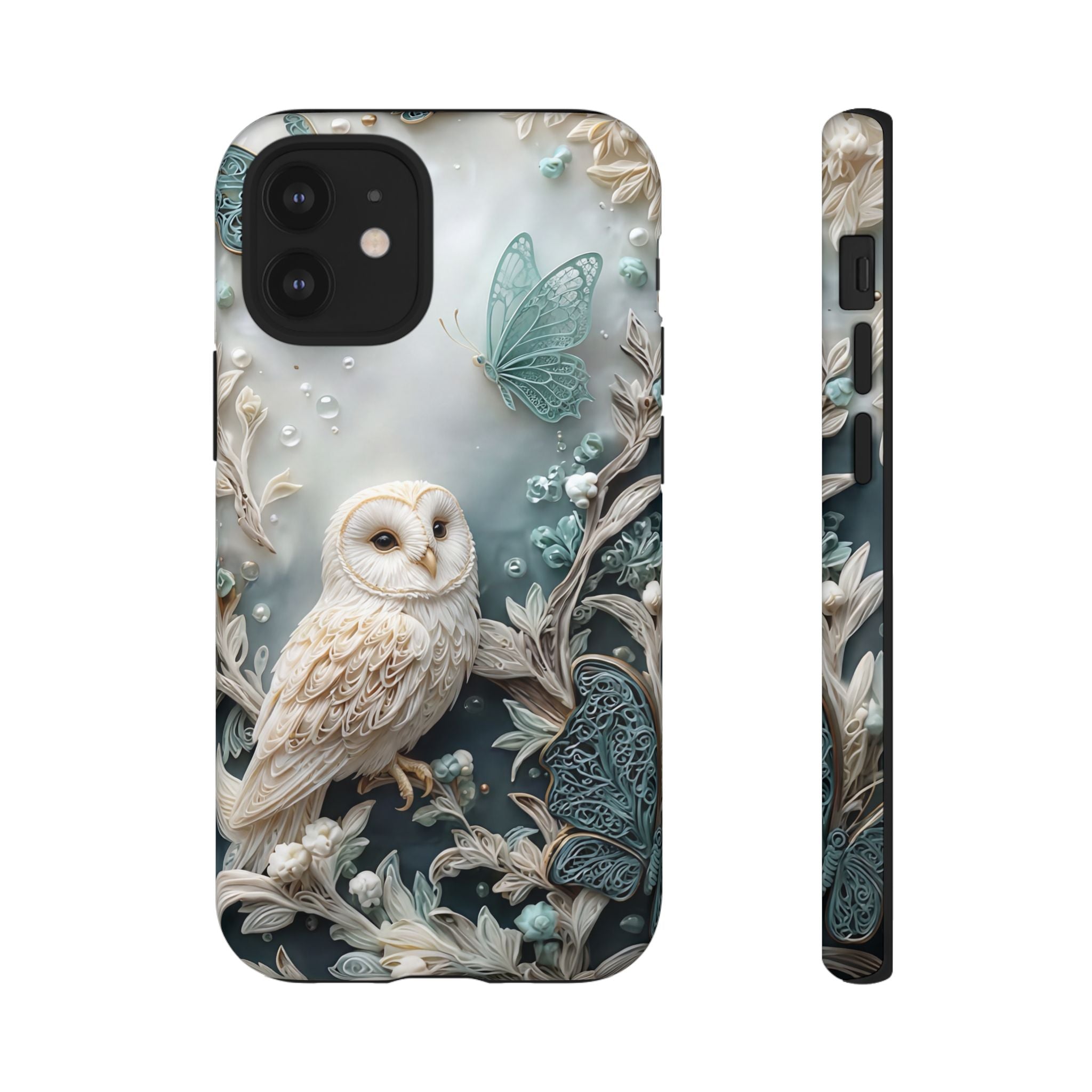 Barn Owl & Butterflies Tough iPhone Case