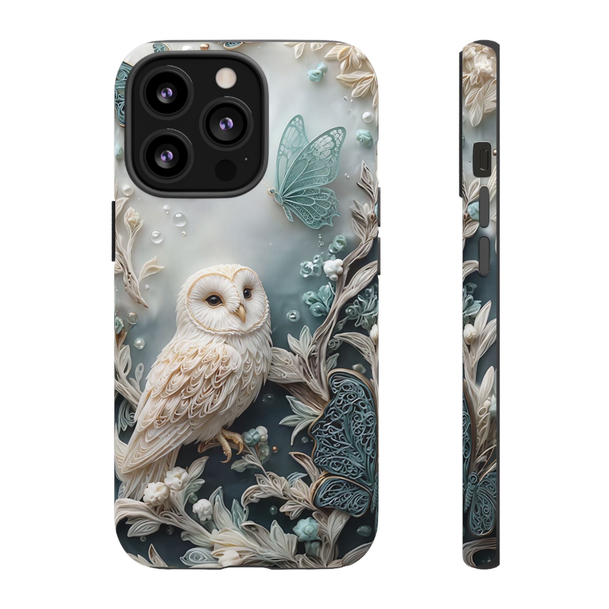 Barn Owl & Butterflies Tough iPhone Case