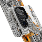 Italy Street Samsung Galaxy Case | Black & White Cityscape with Orange Accents