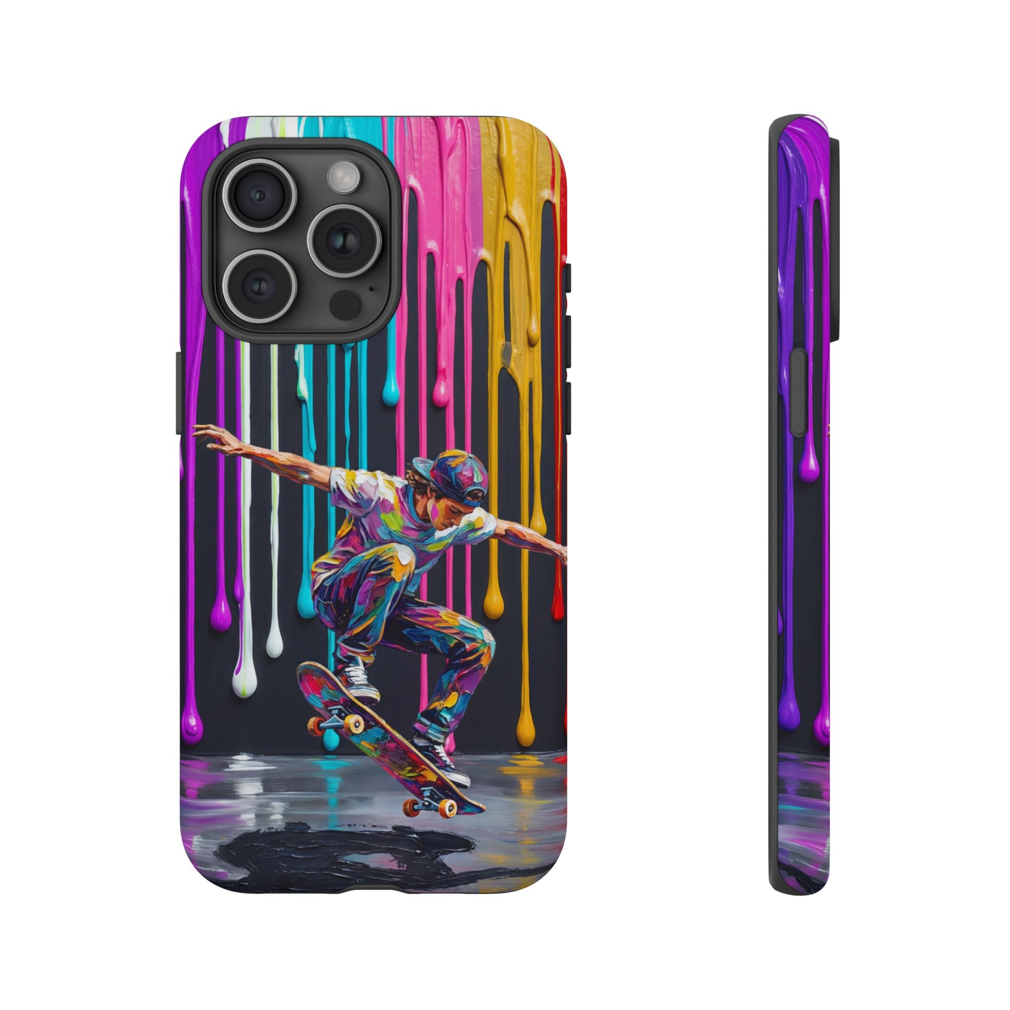 Colourful Drip Art Skateboarder Splash iPhone Case
