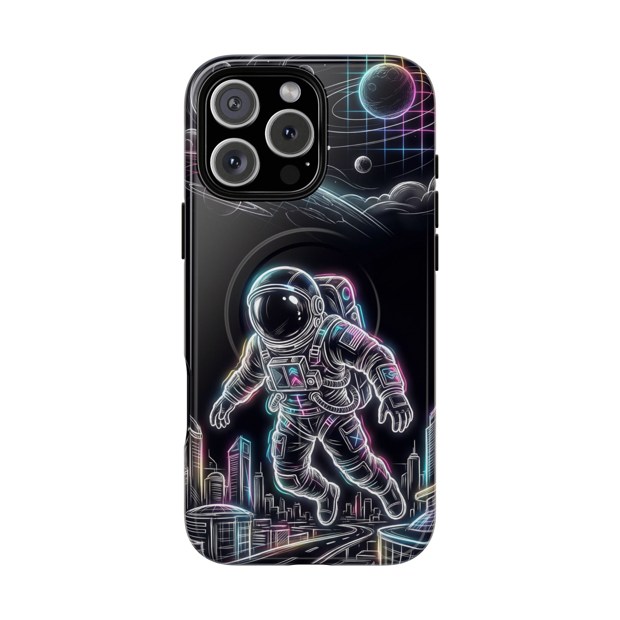Space Explorer Astronaut NeonMagSafe iPhone Case