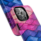 Abstract Ocean Waves iPhone Case — Pink & Blue Gradient Tough Case