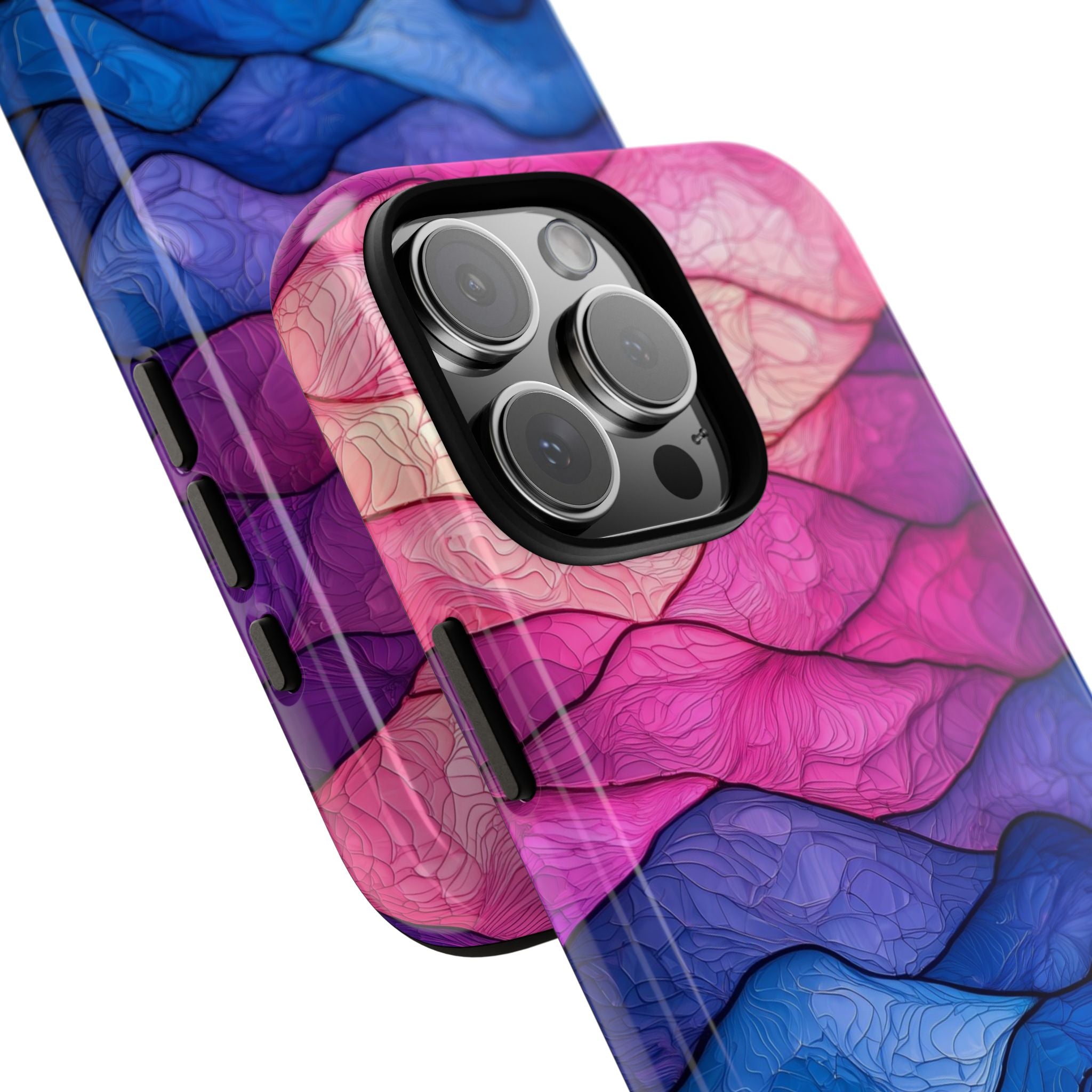 Abstract Ocean Waves iPhone Case — Pink & Blue Gradient Tough Case