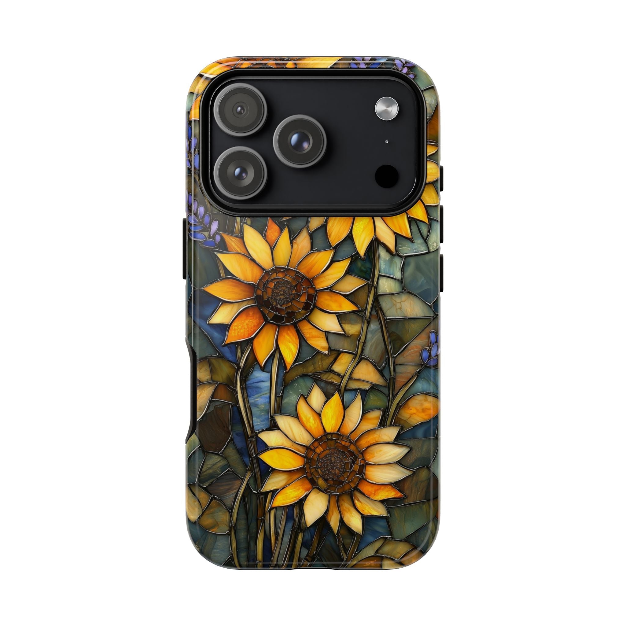 Sunflower Stained Glass Tough iPhone Case | Floral Protective Cover