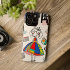 Cute Dachshund Dog Illustration iPhone Case | Colorful Whimsical Book & Bird Design