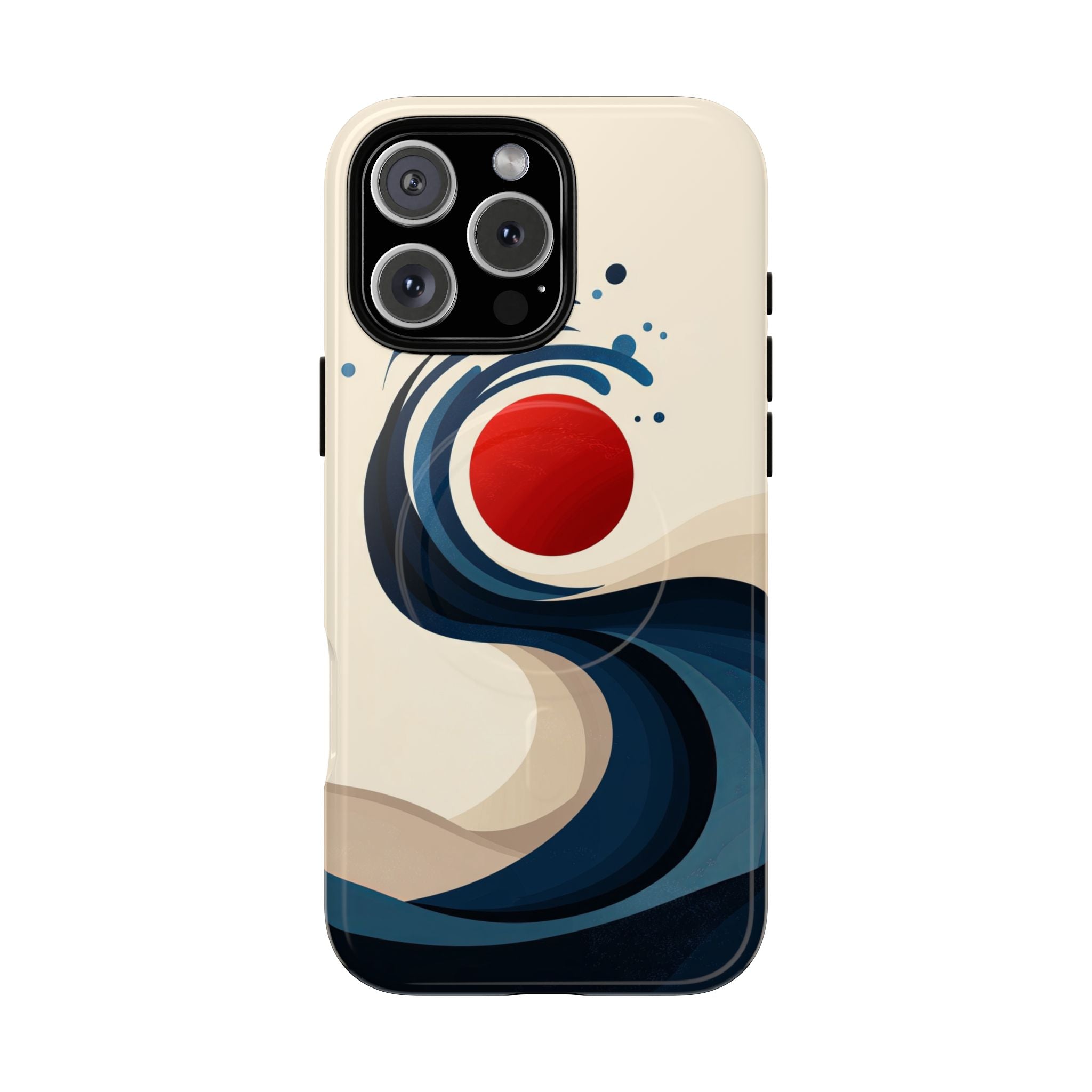 Abstract Wave MagSafe iPhone Case | Red Sun Ocean Art