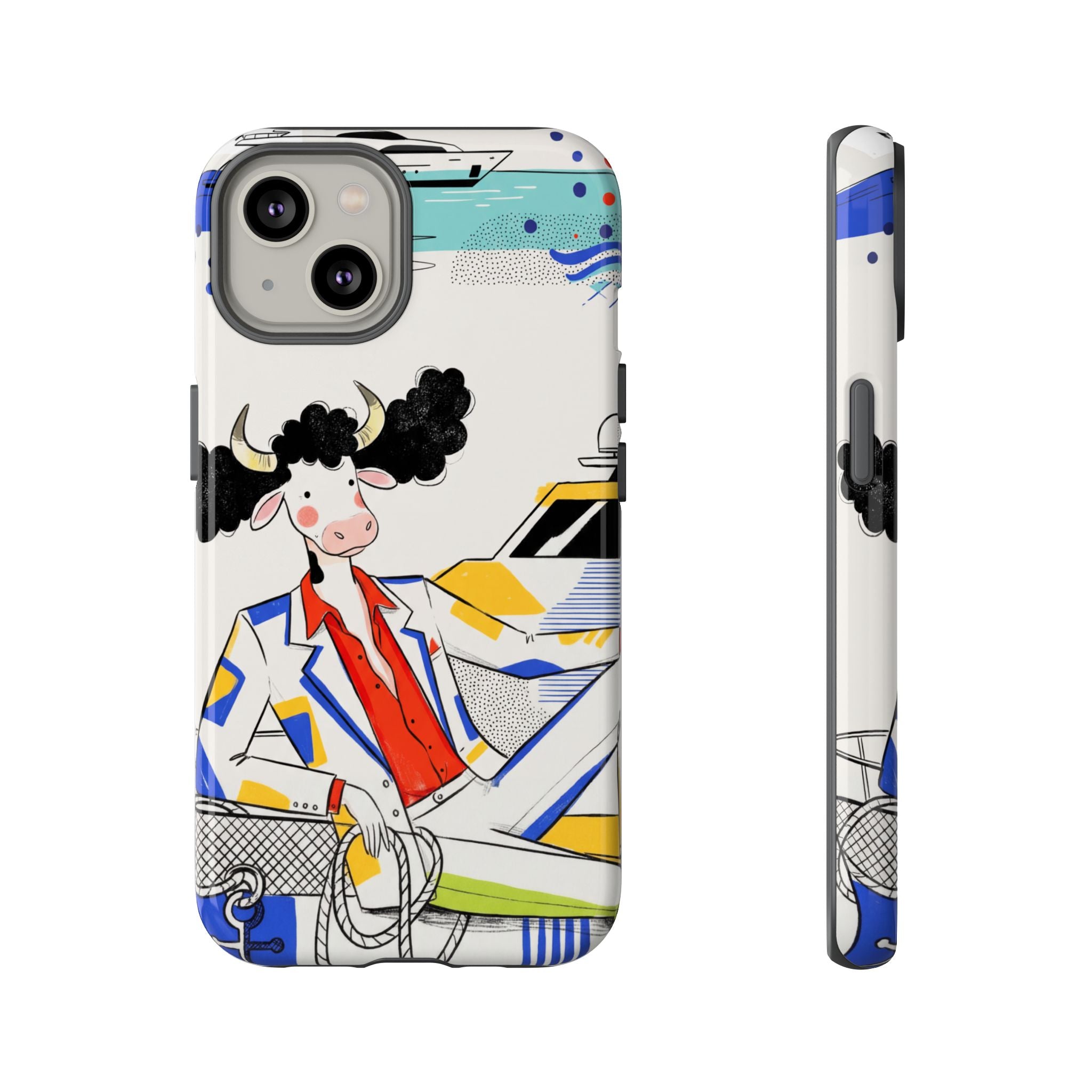 Nautical Cow Graphic Protective iPhone Case