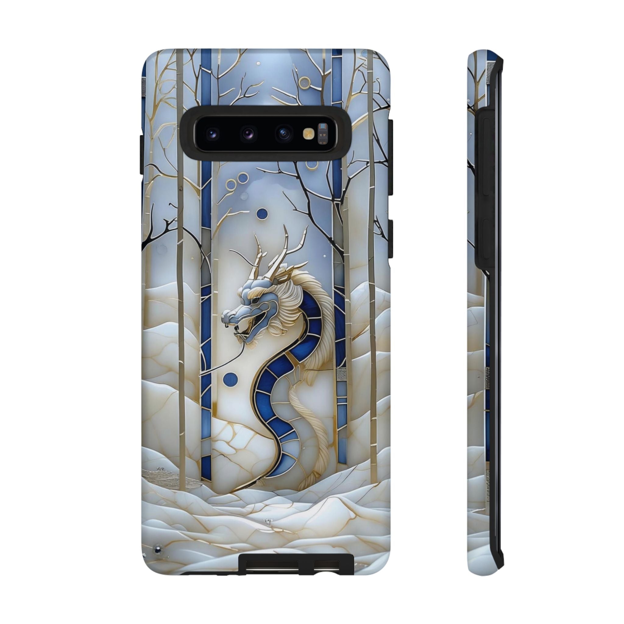 Dragon Stained Glass Samsung Galaxy Case — Blue Winter Forest Protective Cover