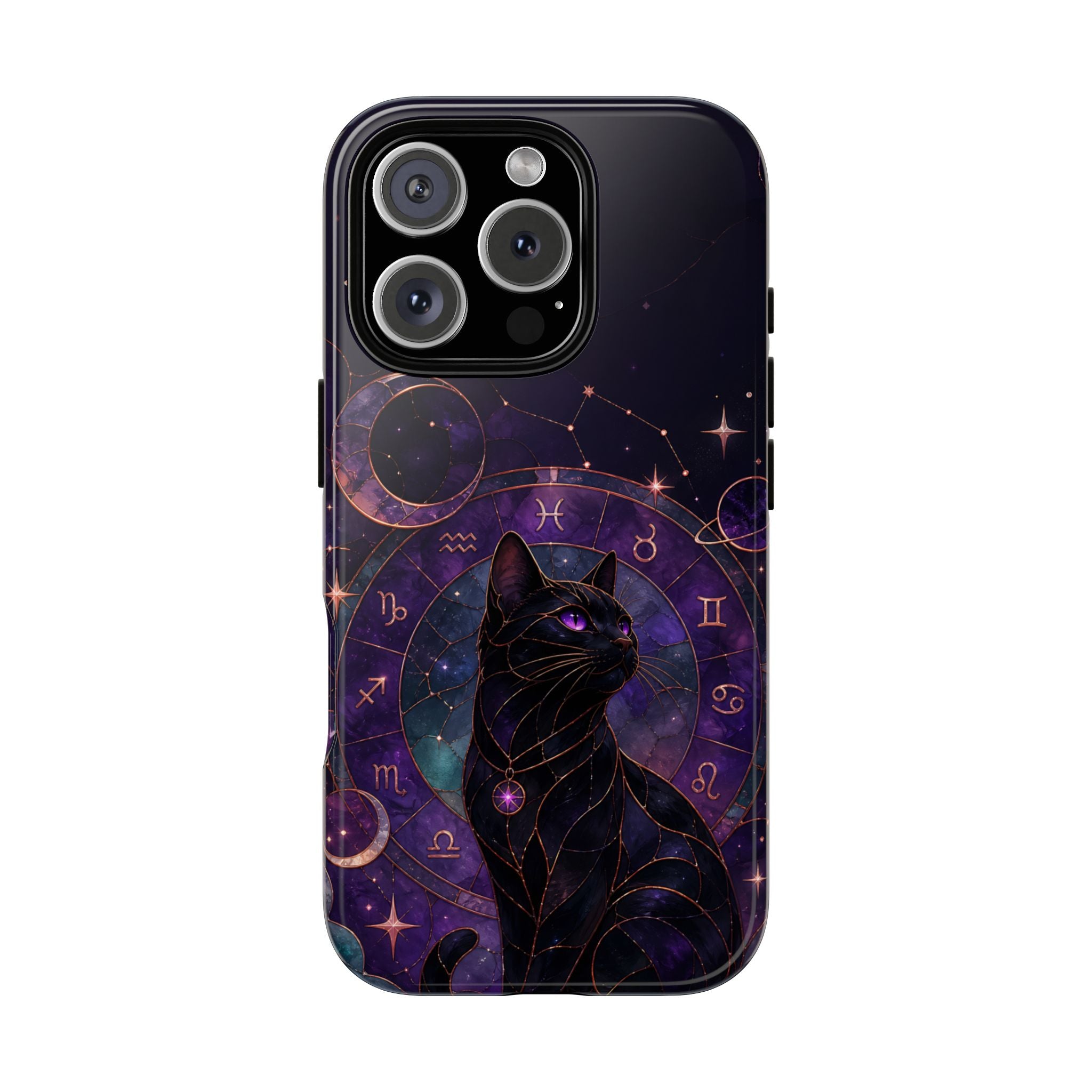 Black Cat Astrology iPhone Case | Zodiac Galaxy iPhone Case