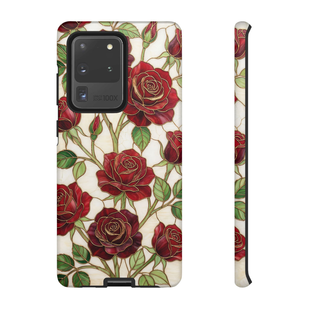 Custodia resistente per Samsung Galaxy con motivo floreale vintage a rosa rossa