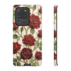 Custodia resistente per Samsung Galaxy con motivo floreale vintage a rosa rossa