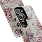 Custodia per telefono Samsung Galaxy Luna con Leopardo Floreale | Cover protettiva botanica vintage rosa