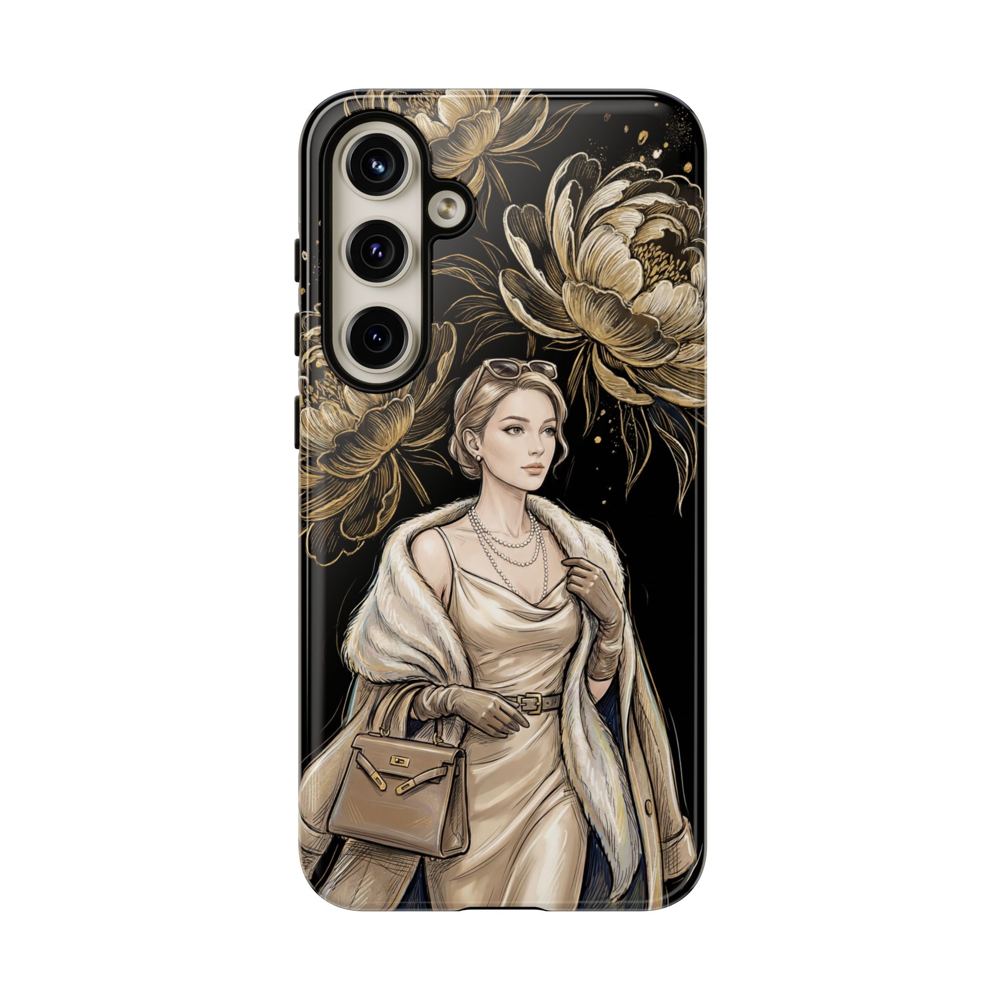 Elegant Vintage Lady Floral Samsung Galaxy Phone Case | Chic Protective Cover for Women