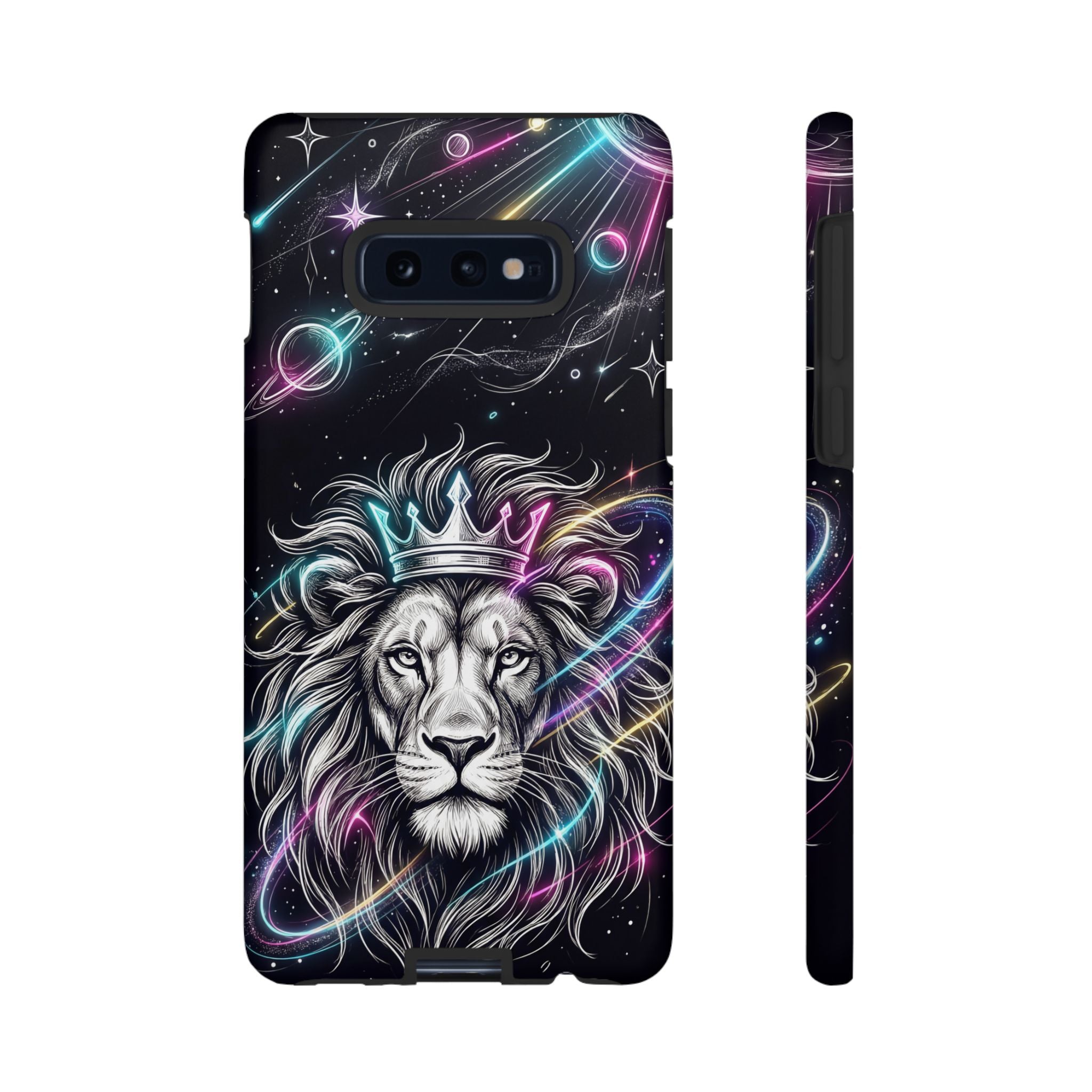 Galaxy Lion Samsung Galaxy Phone Case | Neon Crowned Lion Protective Case