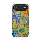 Jungle Animals Tough iPhone Case | Colorful Tiger, Elephant & Monkey Protective Cover
