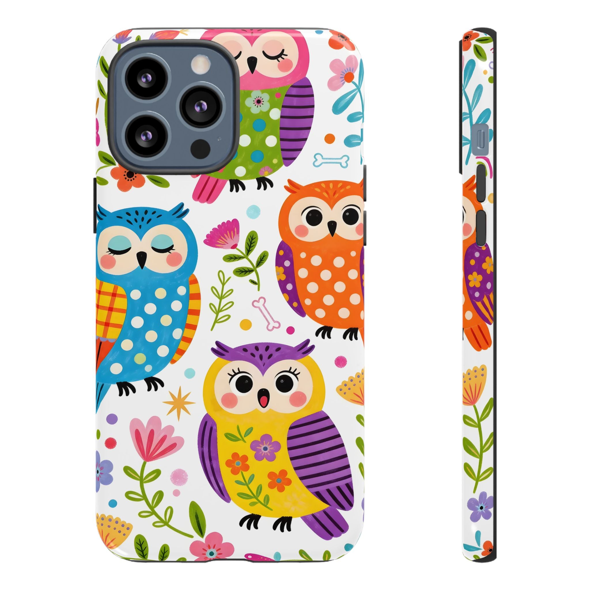 Cute Colorful Owls iPhone Case | Cute Owl Pattern Tough Case