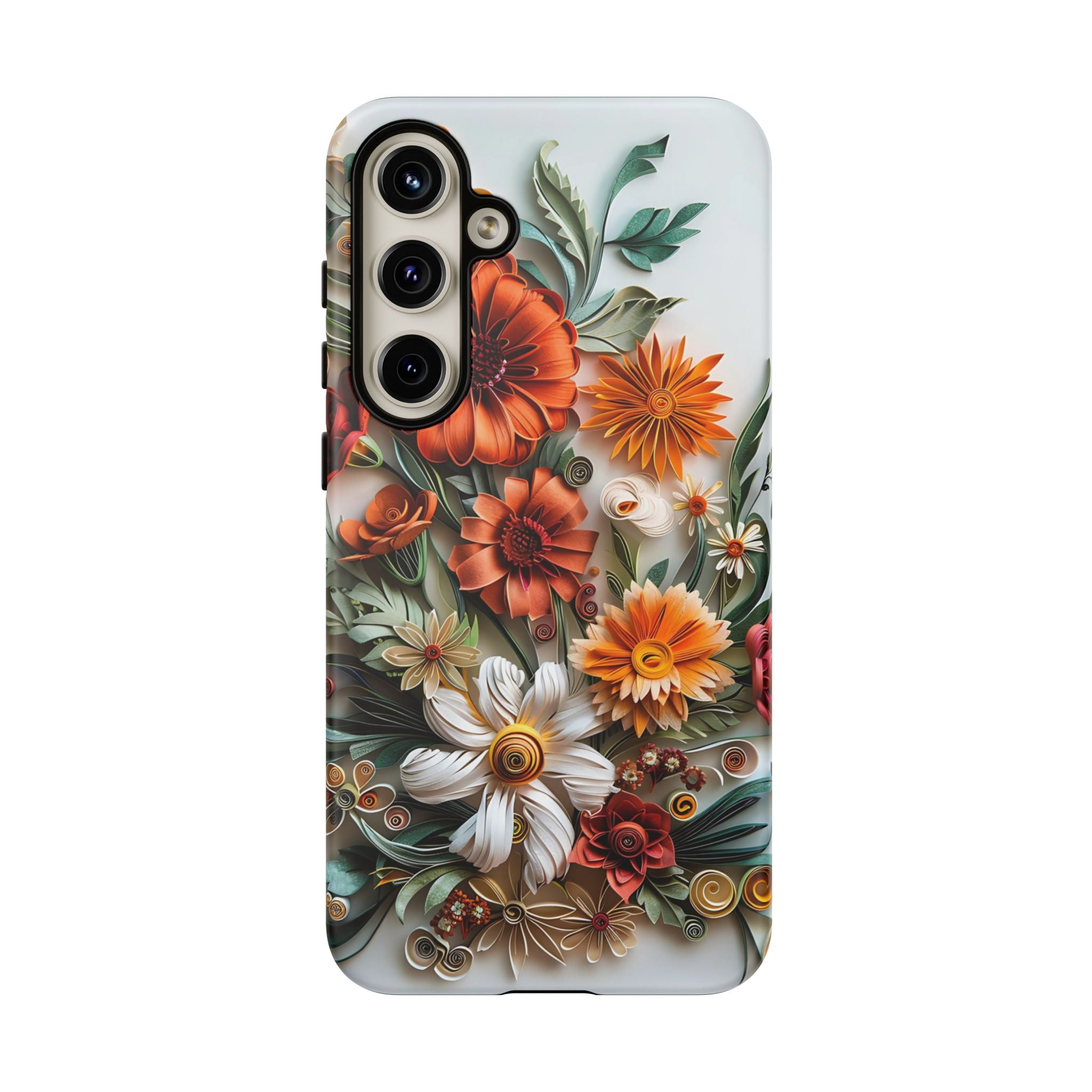Floral Quilling Tough Samsung Galaxy Case — Orange Daisy