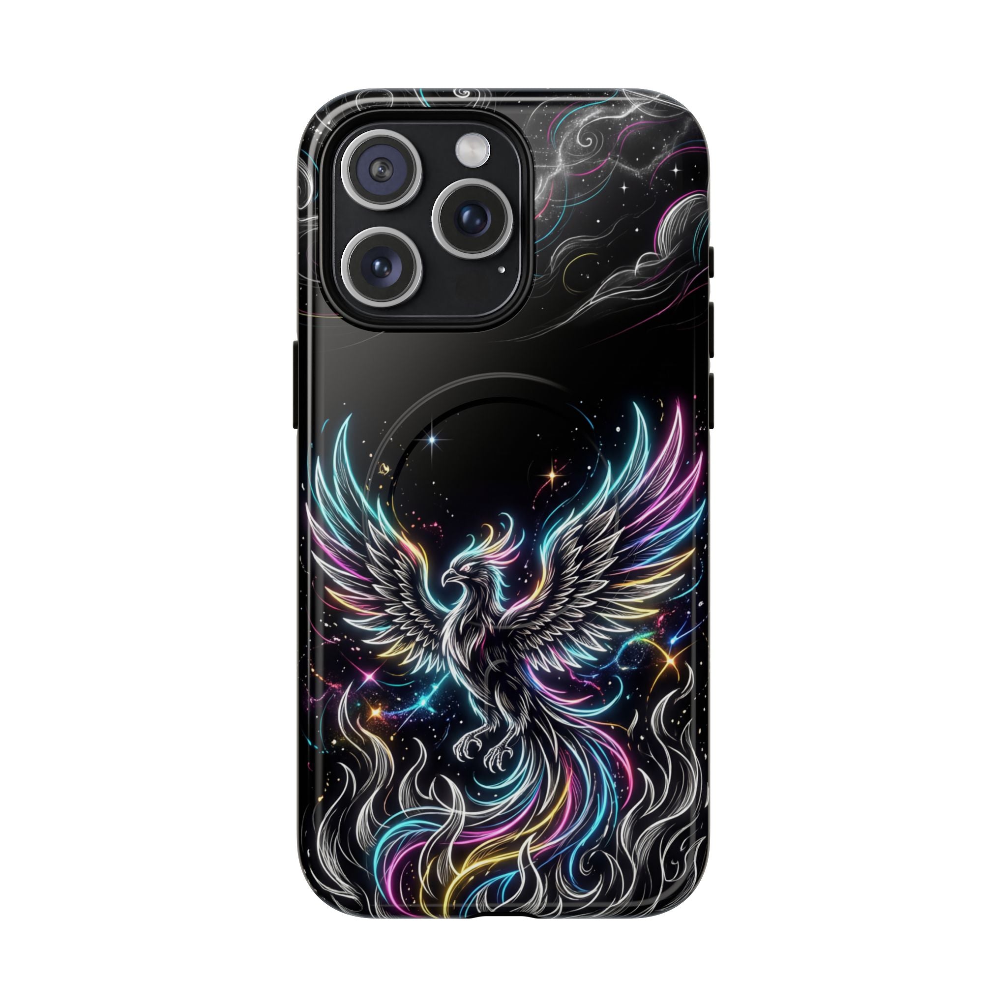 Colorful Neon Phoenix Tough MagSafe iPhone Case