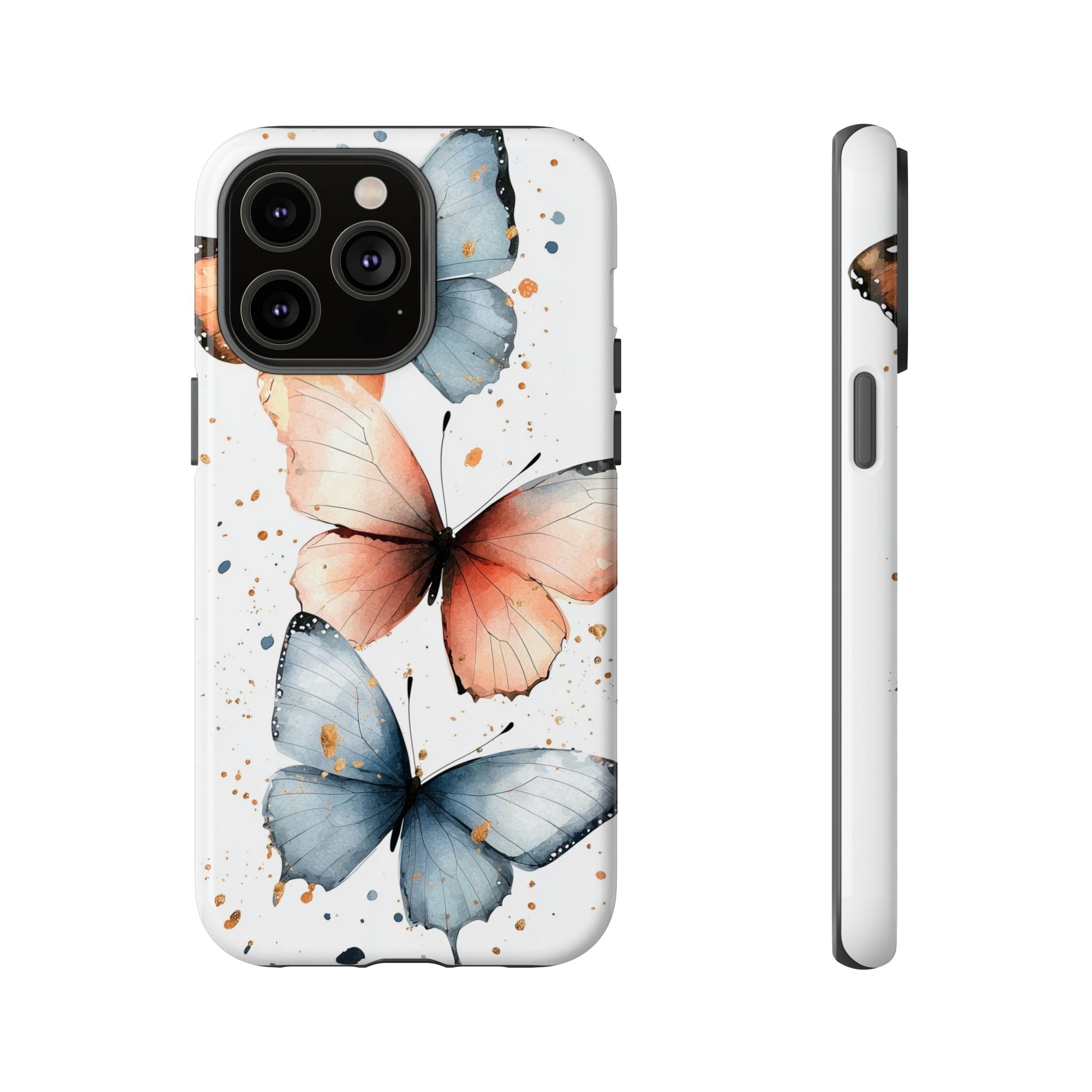 Watercolour Blue & Peach Butterfly Tough iPhone Case