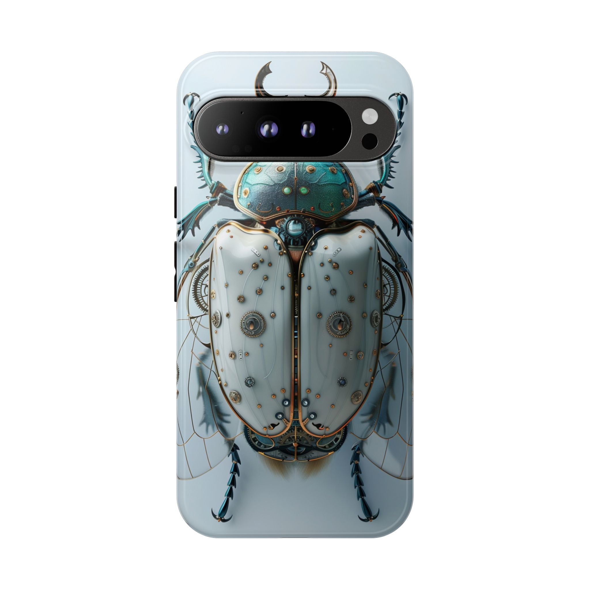 Steampunk White Beetle Protective Tough Google Pixel Case