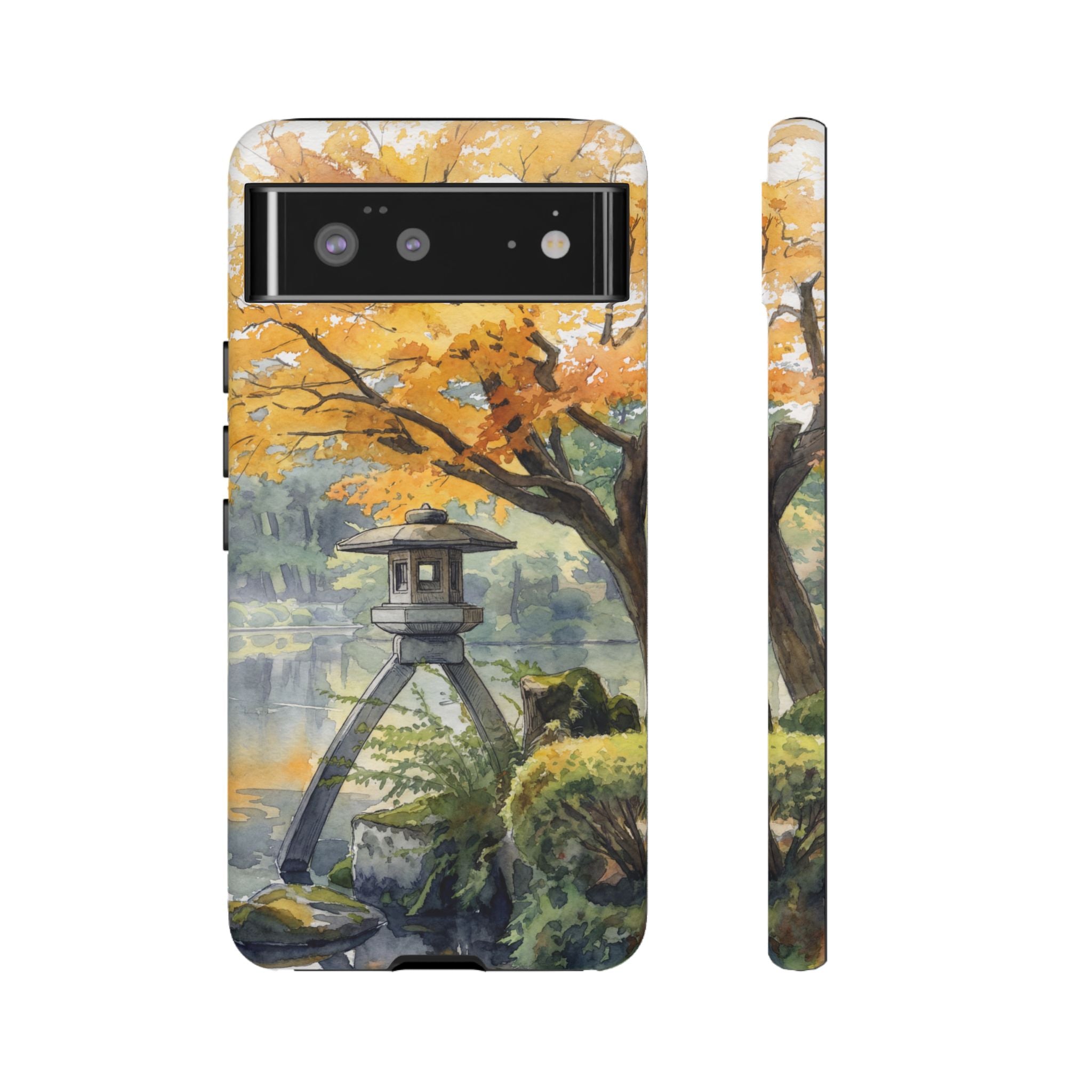 Autumn Japanese Garden Google Pixel Phone Case | Scenic Lantern Fall