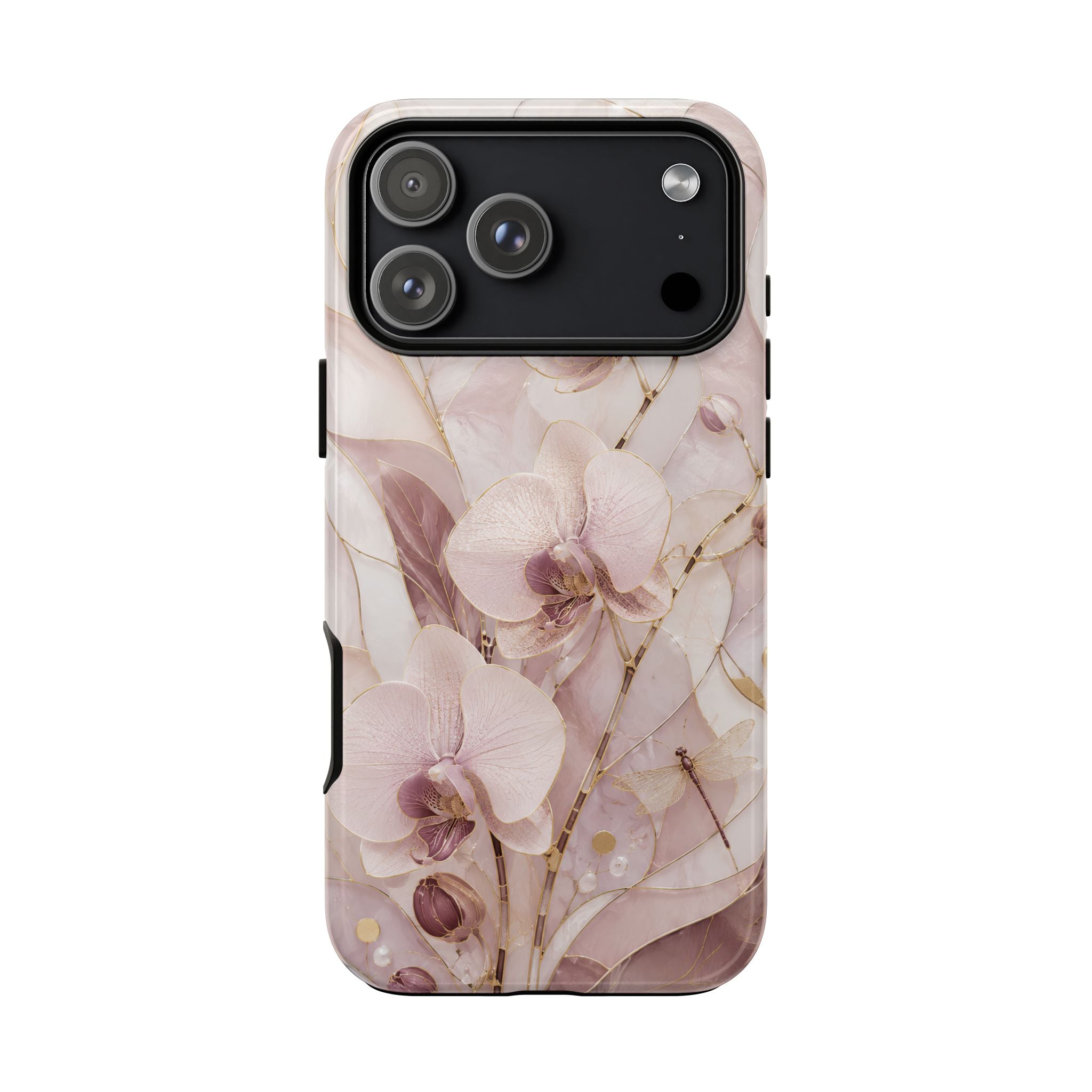 Stained Glass Orchid iPhone Case | Pink Floral Protective Case