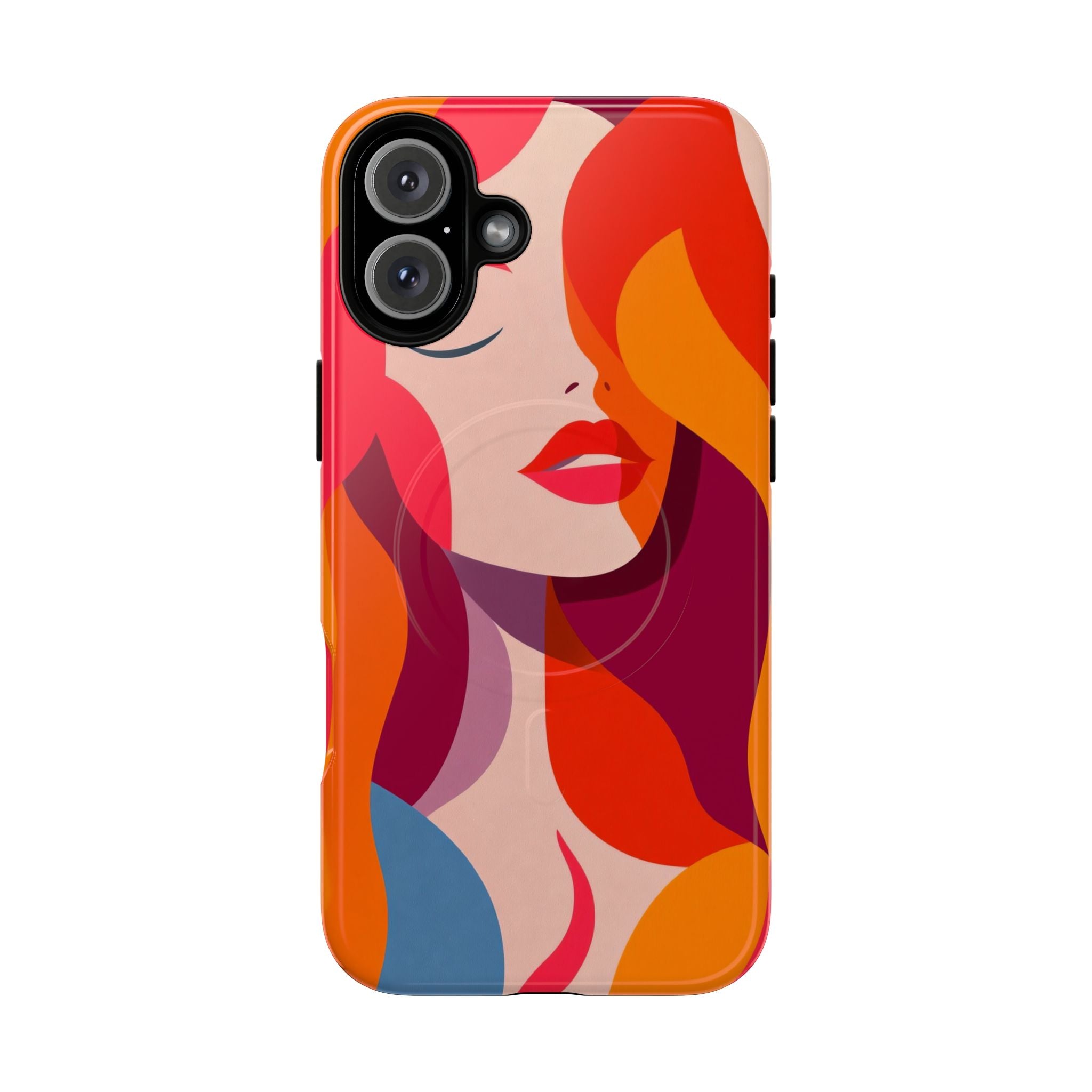 Custodia MagSafe per iPhone con donna pop art retrò | Ritratto astratto colorato e audace