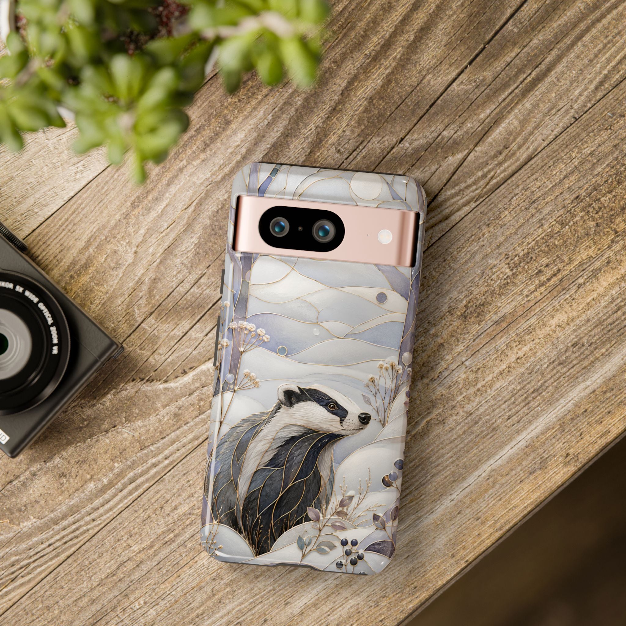 Badger Google Pixel Phone Case | Stained Glass Wildlife Phone Case