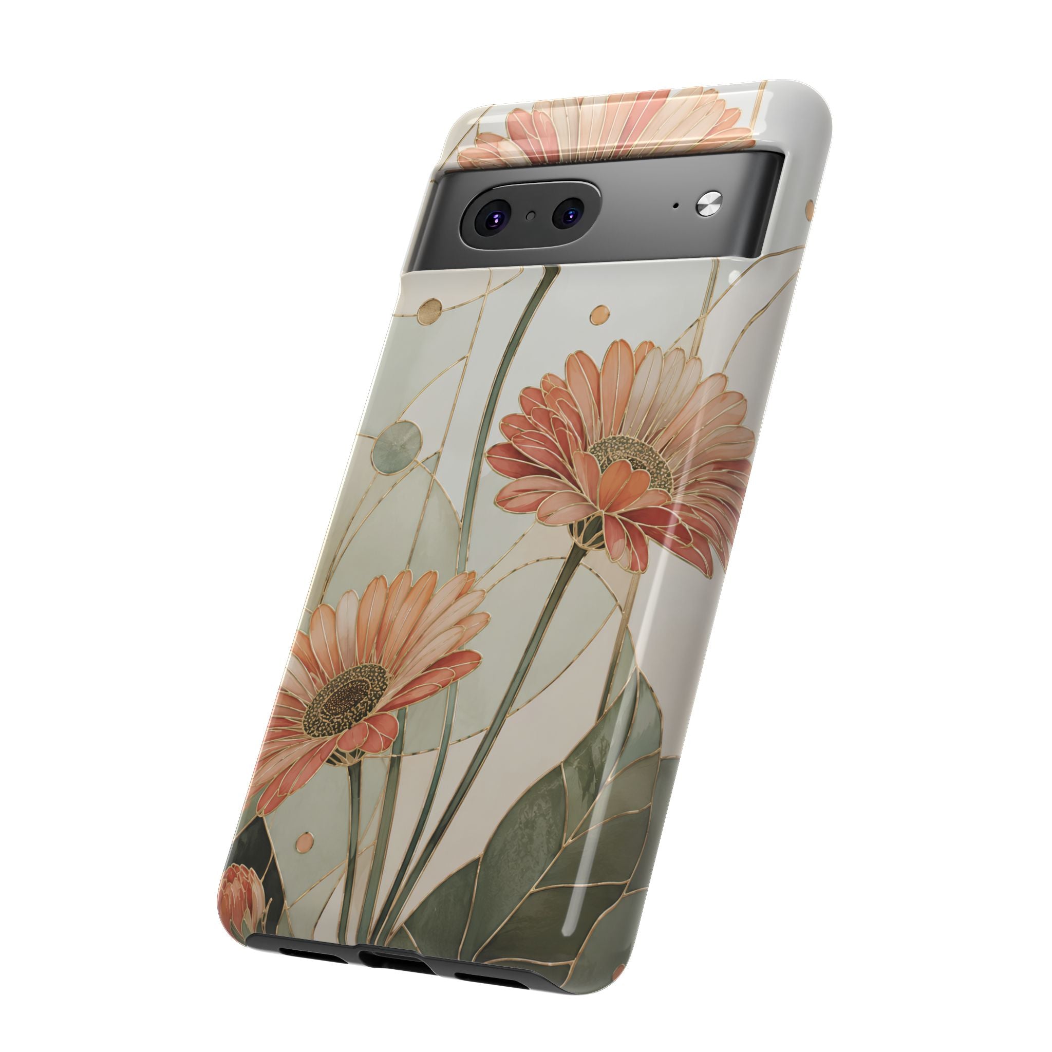 Gerbera Daisy Google Pixel Phone Case | Stained Glass Floral Phone Case