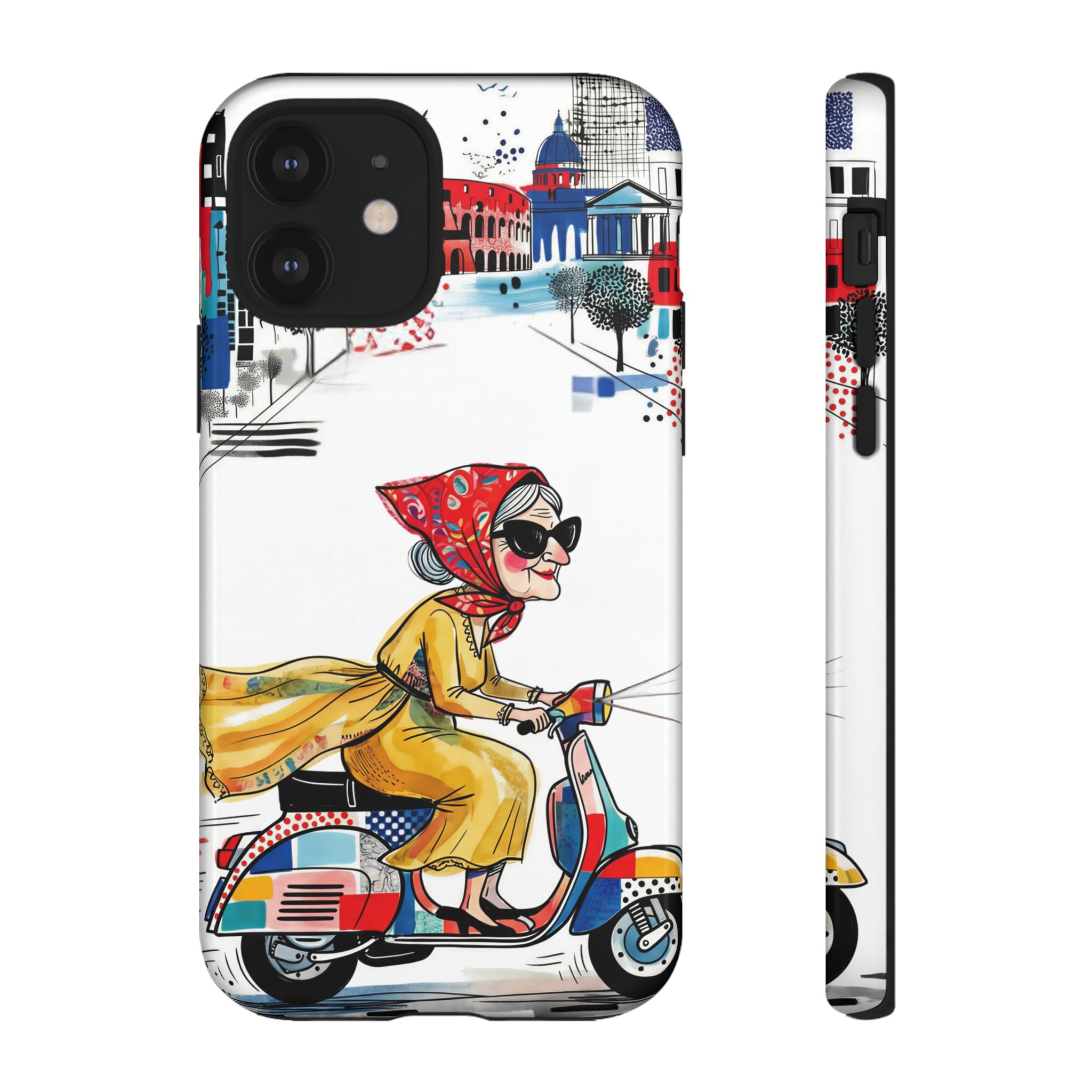 Vintage Vespa Granny iPhone Case | Retro Scooter Travel iPhone Cover