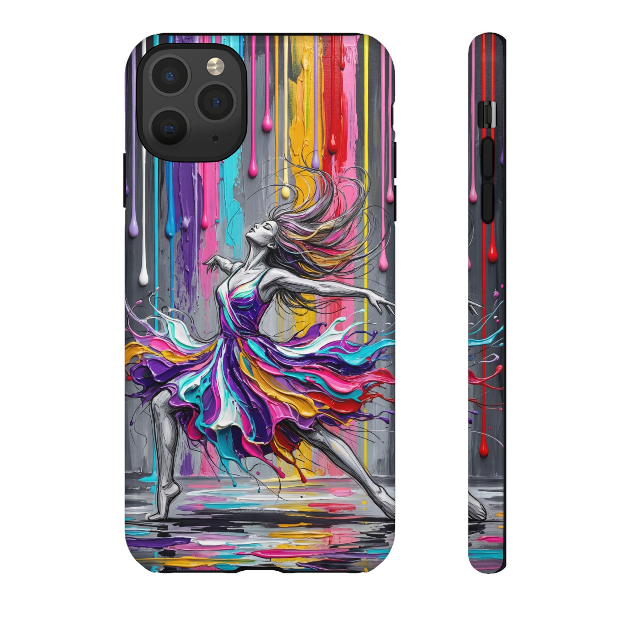 Colorful Dancer Tough iPhone Case | Vibrant Drip Art Protective Cover
