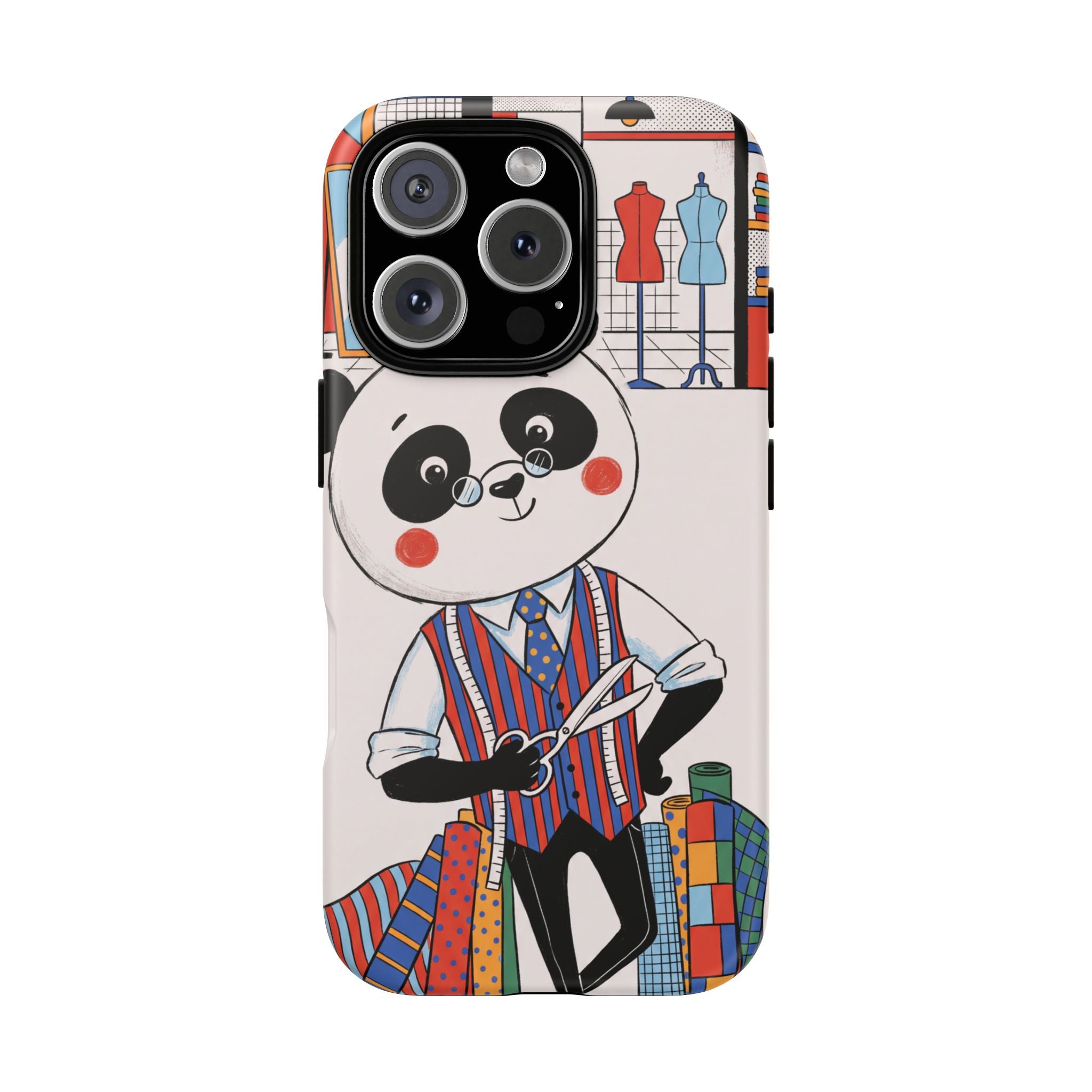 Panda Tailor iPhone Case | Cute Seamstress Cartoon