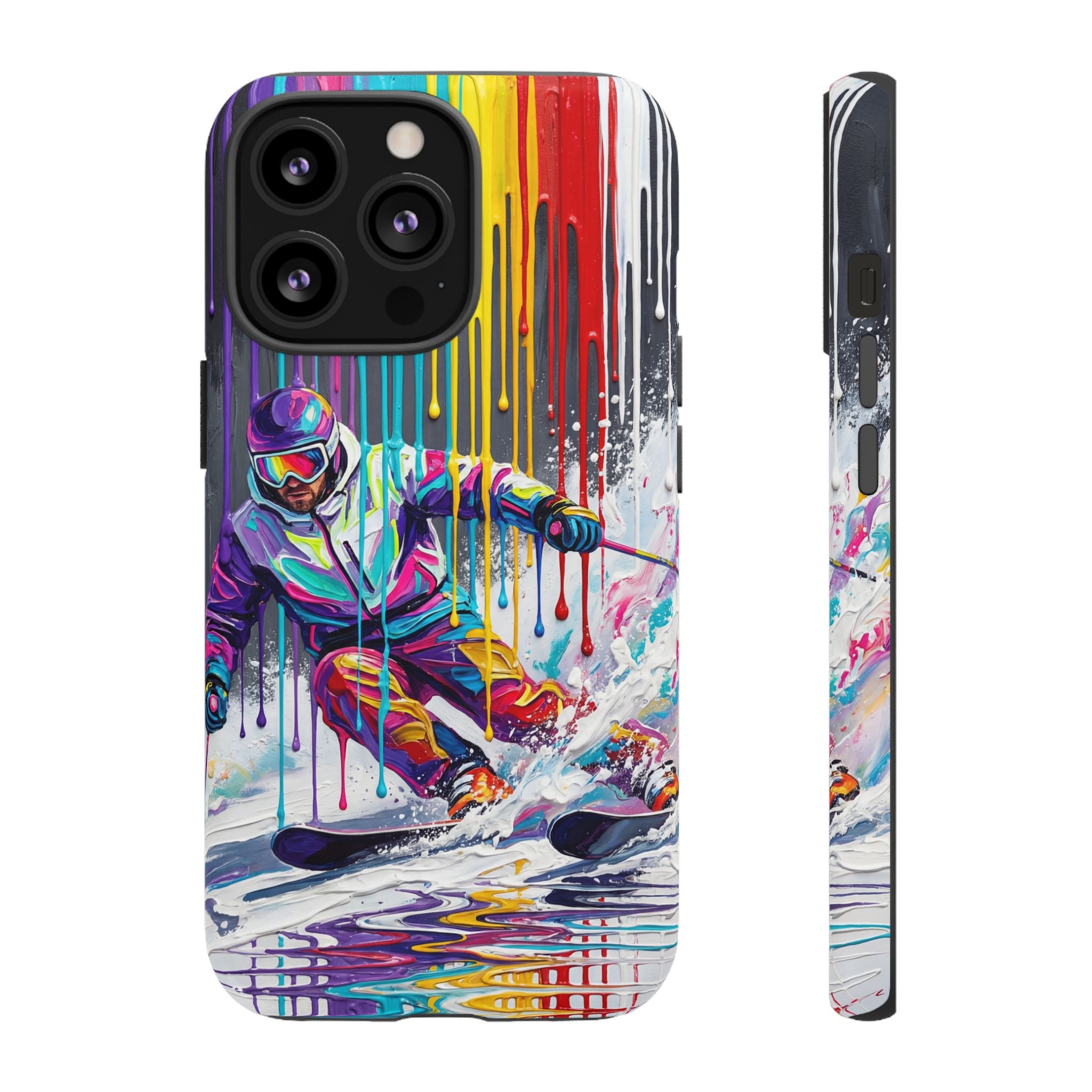 Colourful Skiing Drip Art Tough iPhone Case