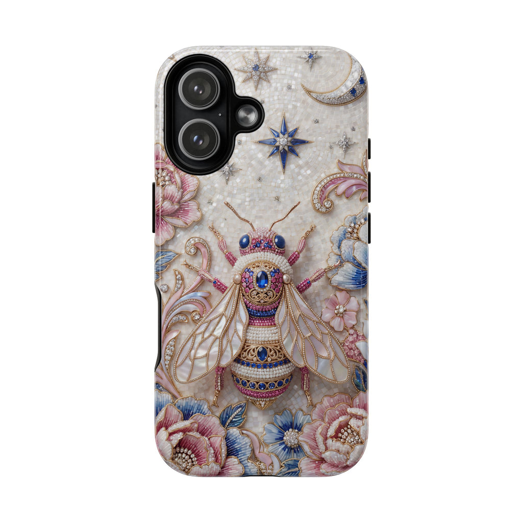 Floral Bee Moon Tough MagSafe iPhone Case | Protective Artistic iPhone Cover